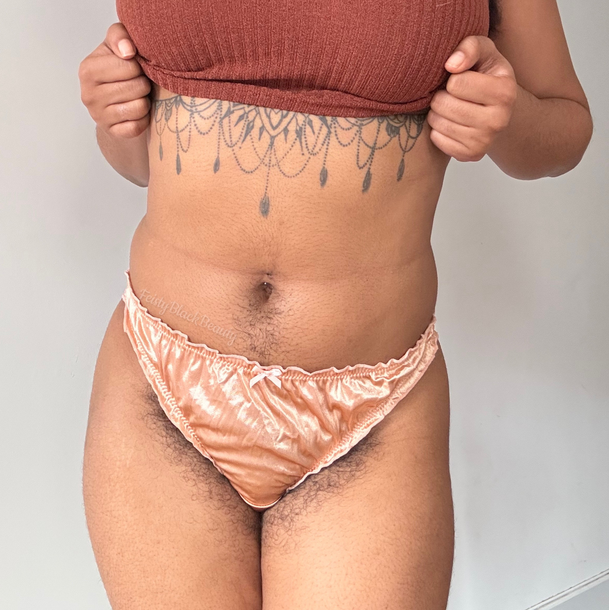 CUSTOM WEAR Tan Satin Thong