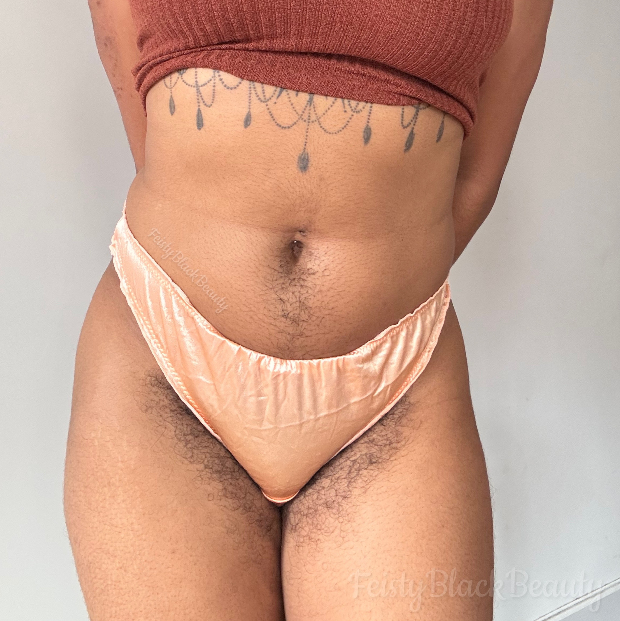 CUSTOM WEAR Cream Satin Thong