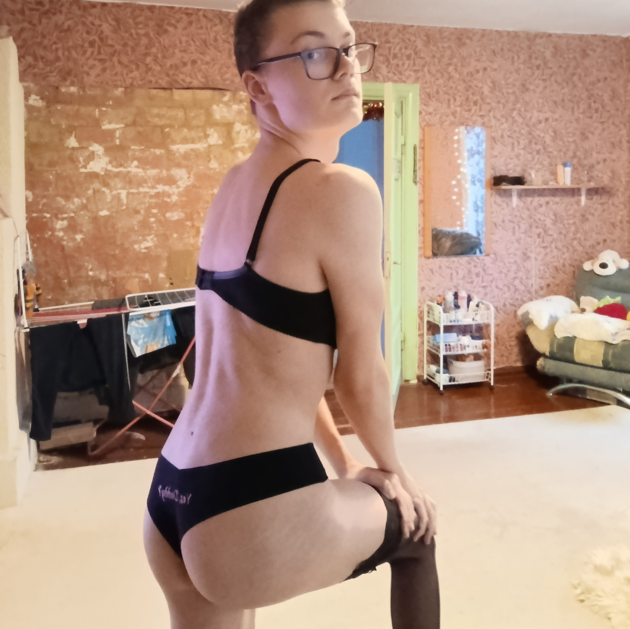 Black Lingerie And Stockings Set