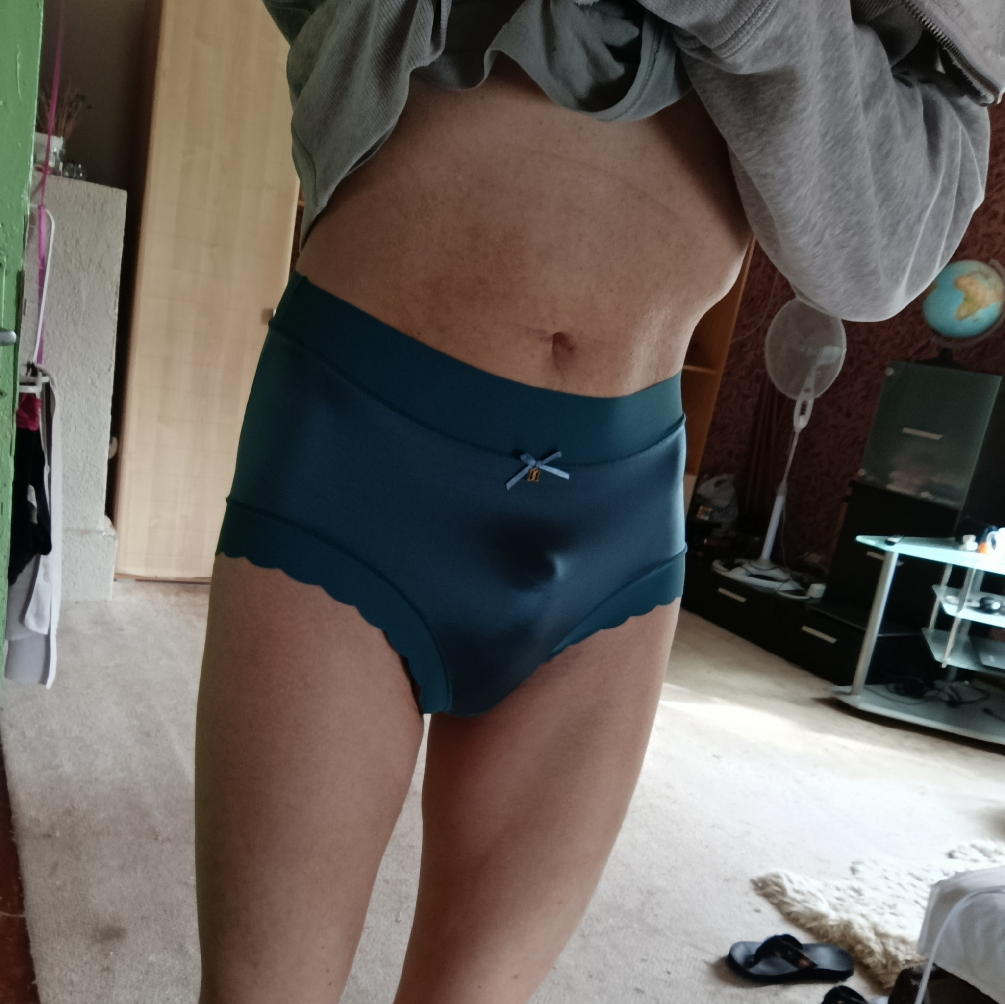 Cyan Satin Briefs Set