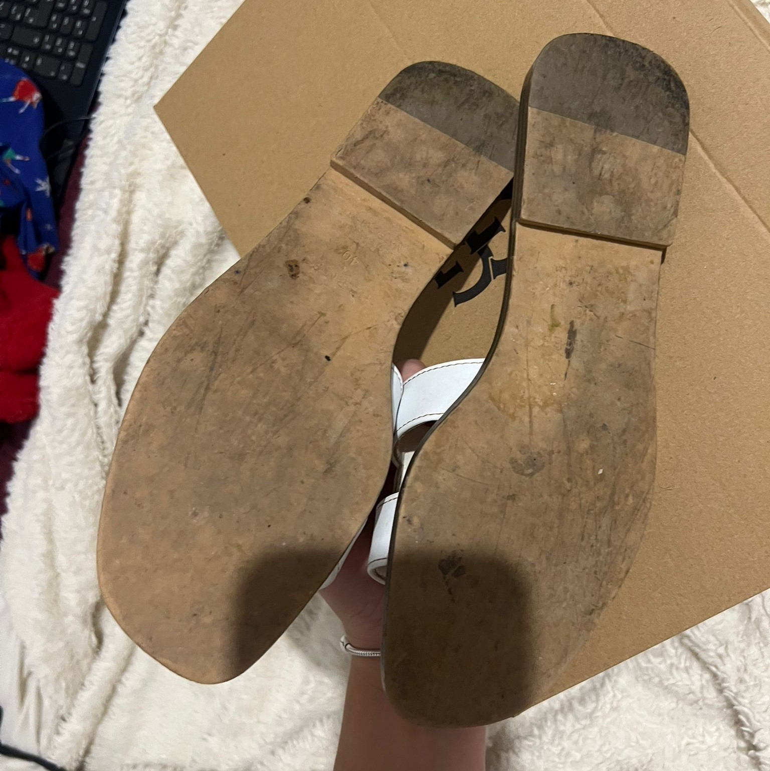 Hermes Oran flat sandals white