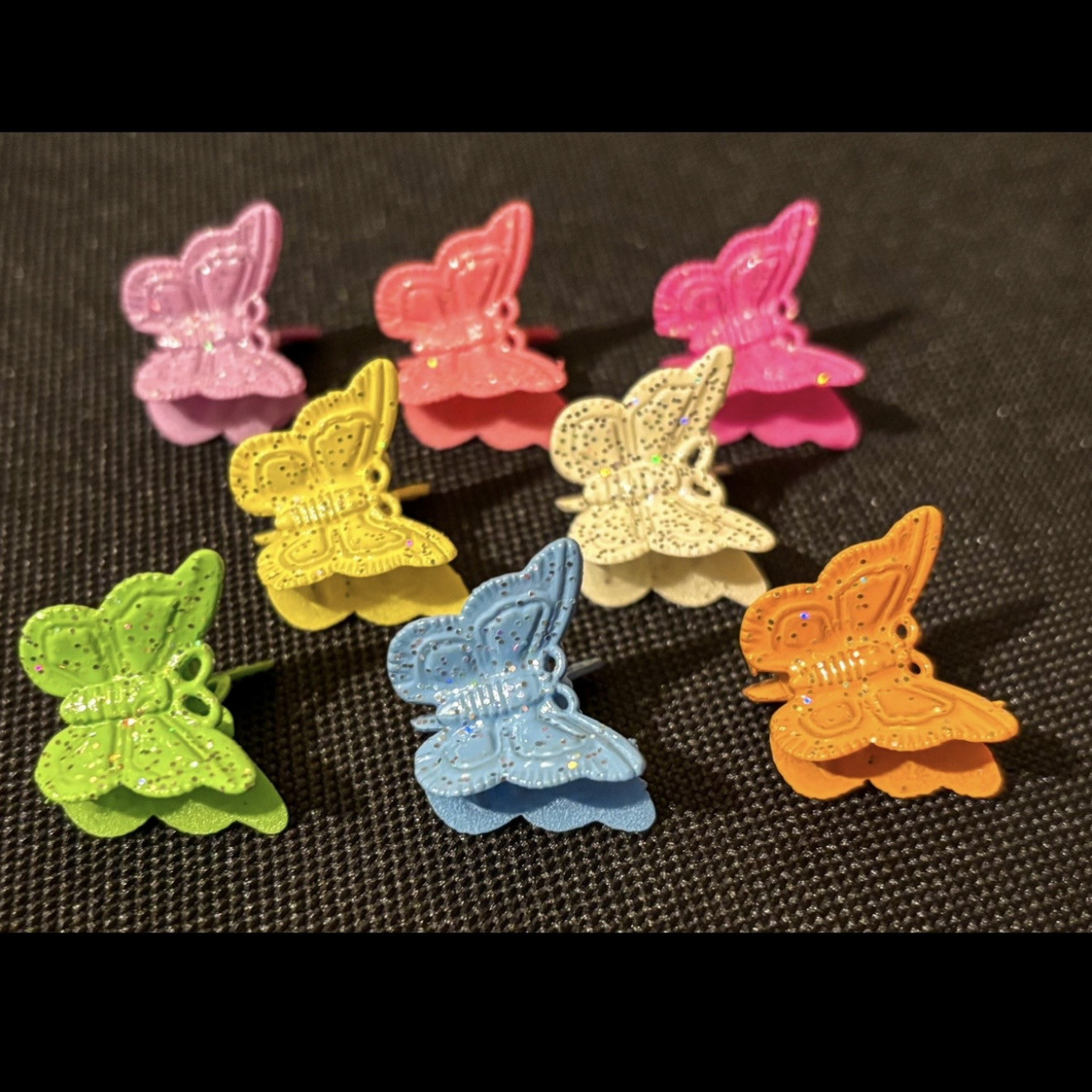8x Mini Butterfly hair grips various colours