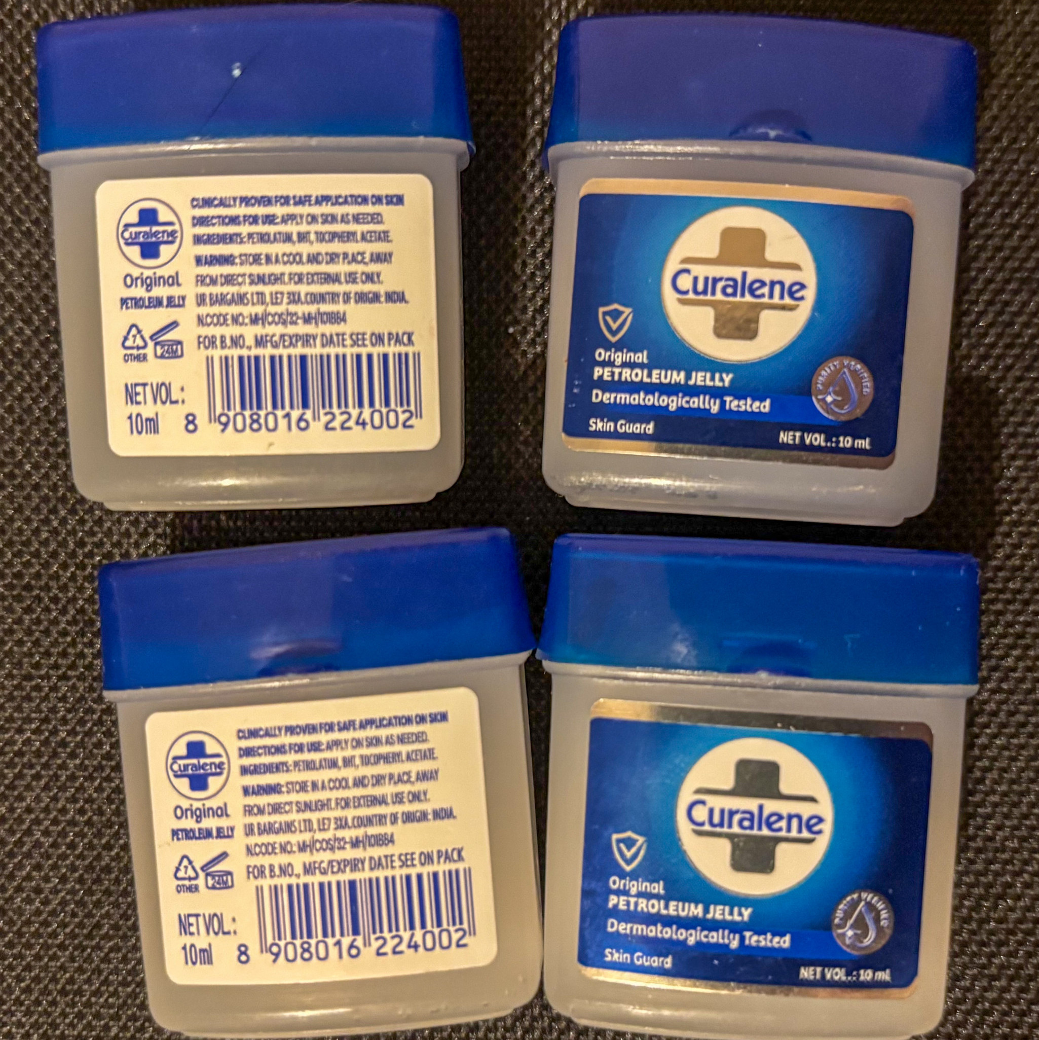 4x Mini Curalene petroleum jelly 10ml 40ml total
