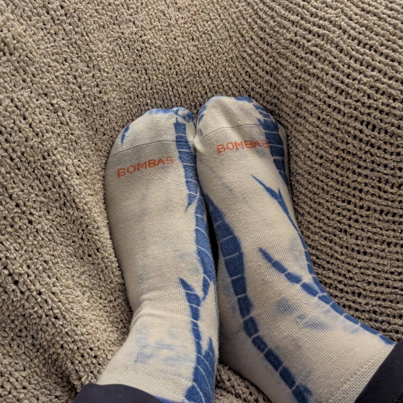 Ankle socks Bombas blue tie dye used pair