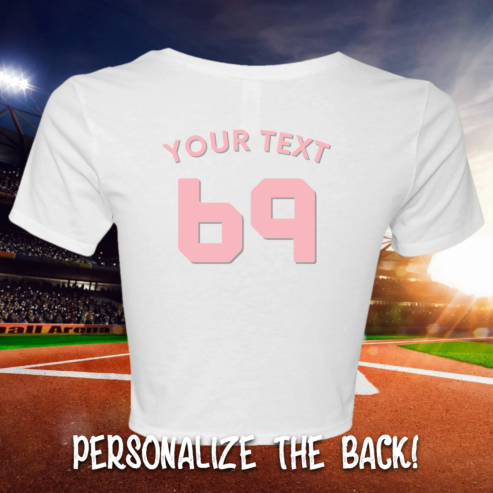 Porn Stars 69 Crop Top with Personalized Text on Back