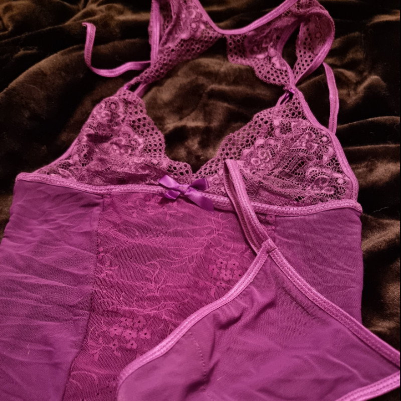 Purple Lace Babydoll and Panties