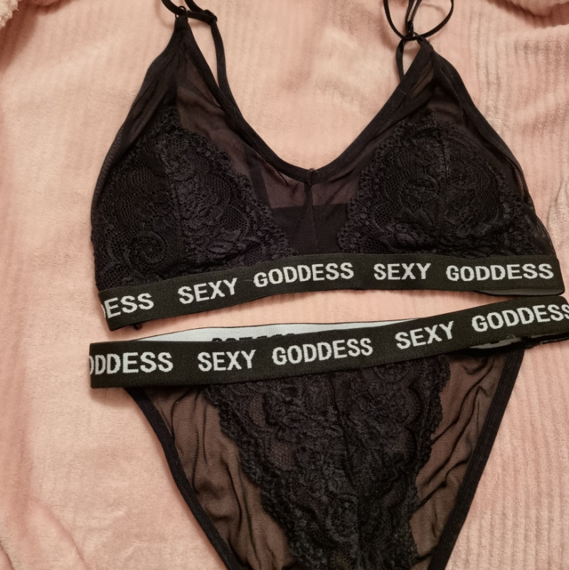 Black Lace and Mesh Bra and Panties Set