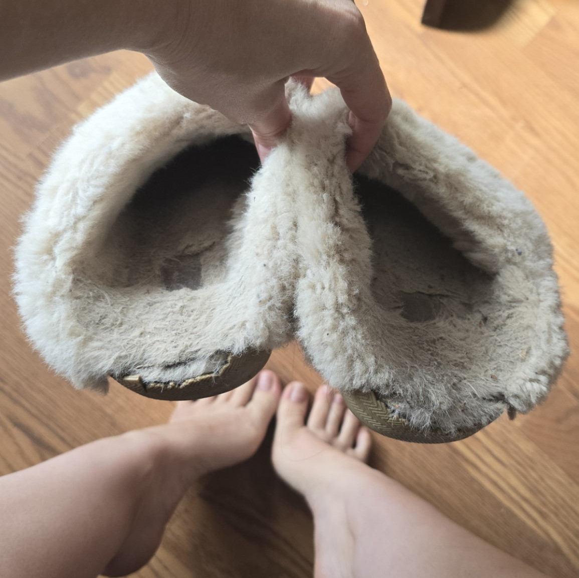 Well worn house slippers