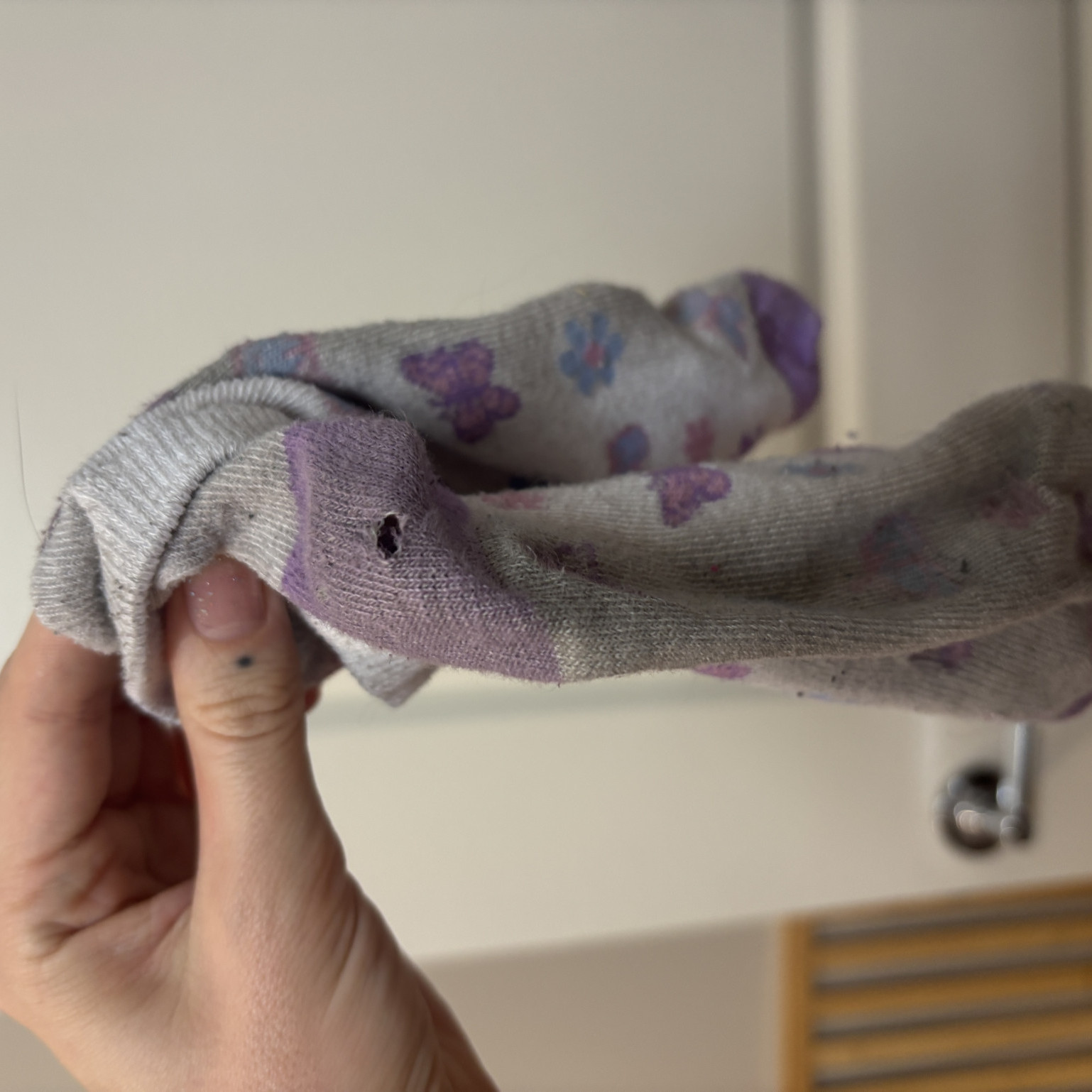 Dirty Purple and White Ankle Socks