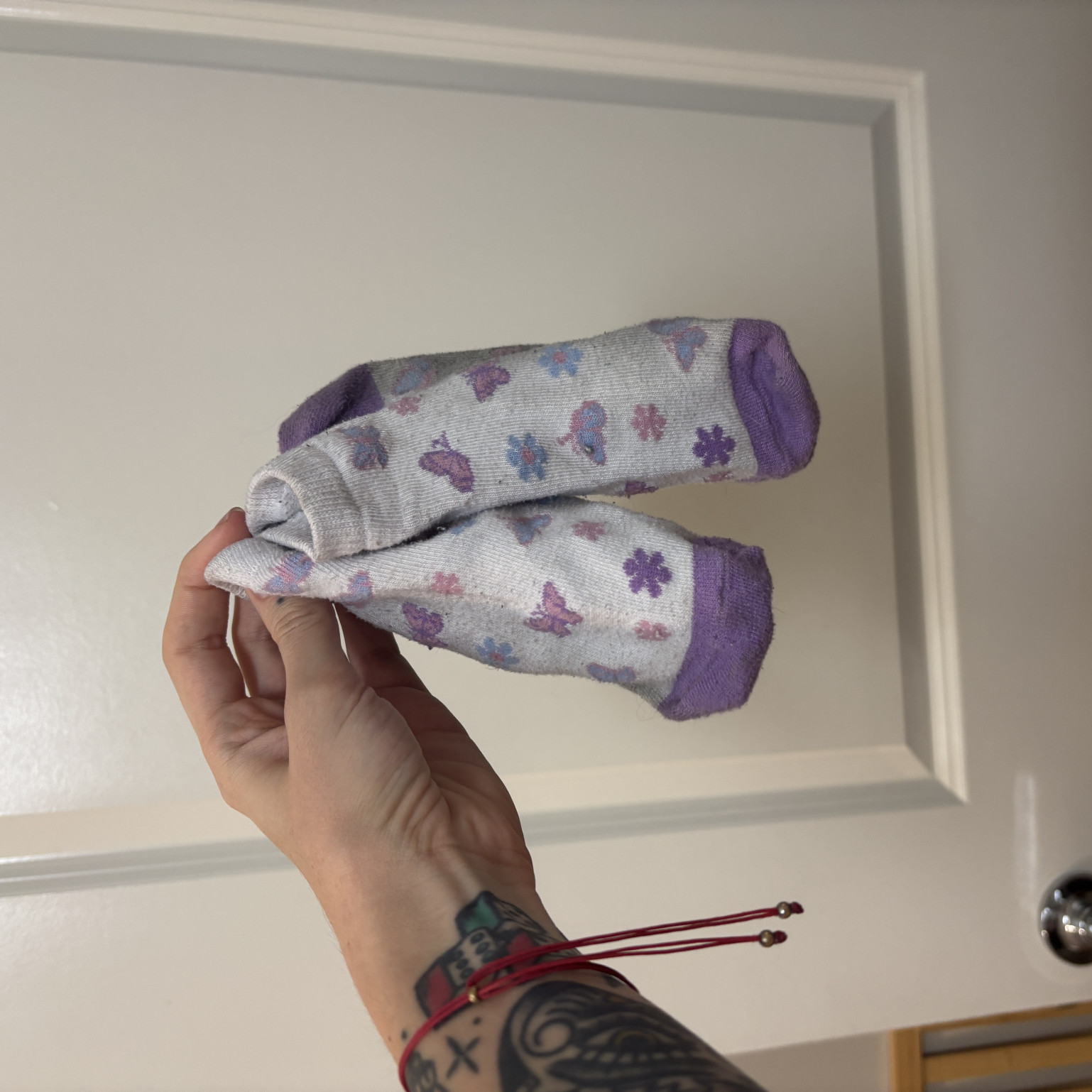 Dirty Purple and White Ankle Socks