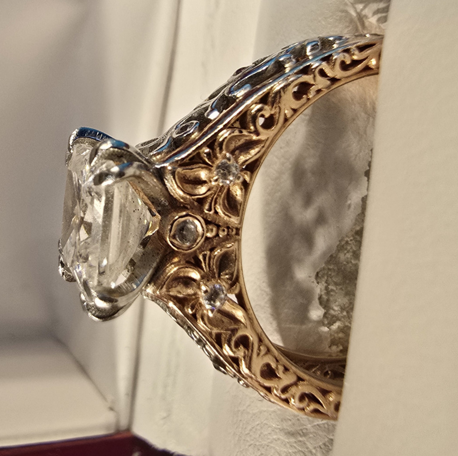 Sz7 princess moissanite diamond S925 with rose gold overlay