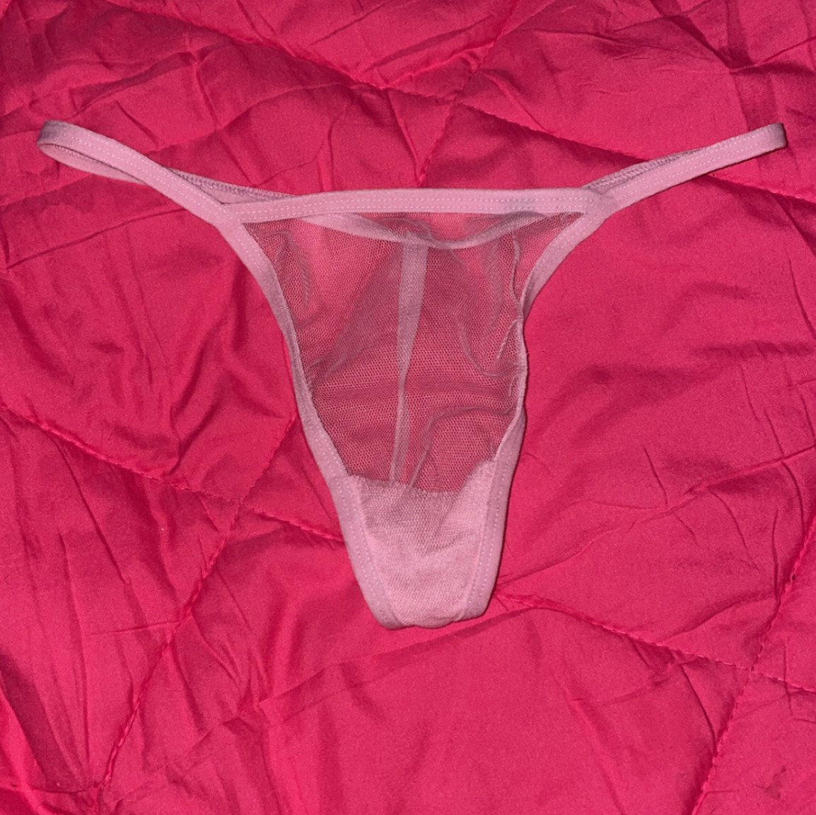 Pink mesh thong