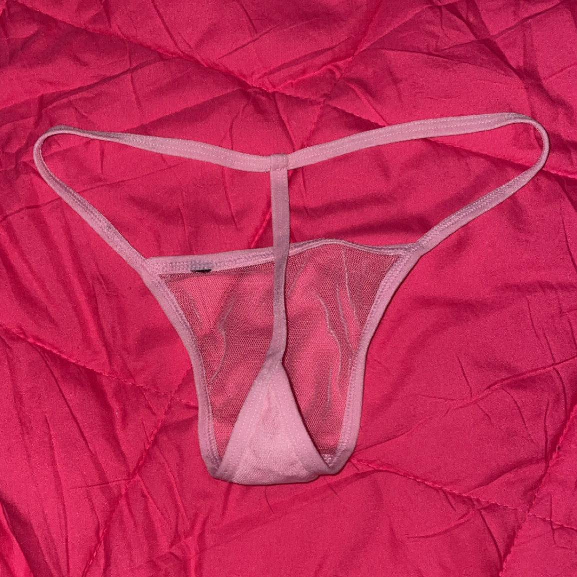 Pink mesh thong