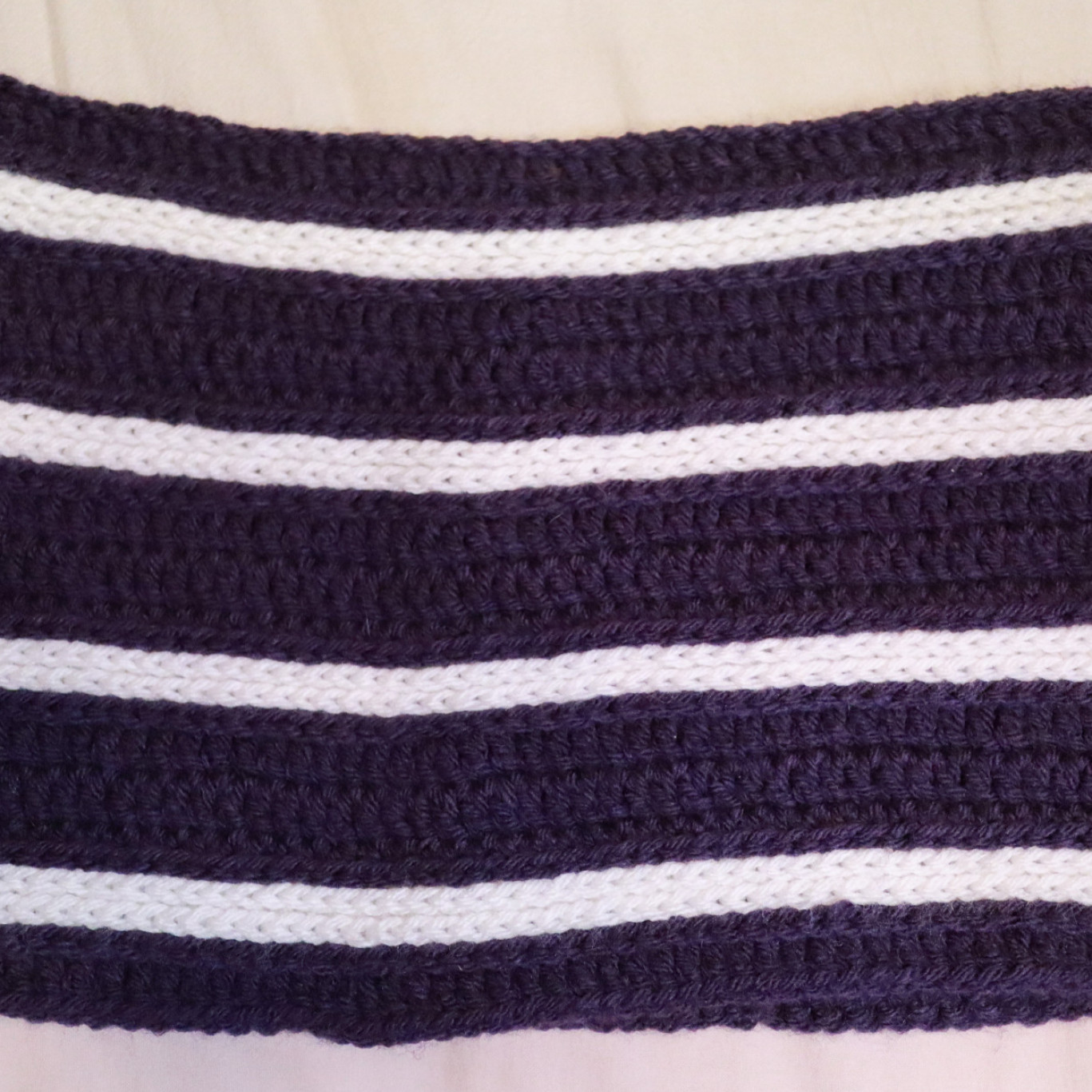 Purple and White Striped Infinity Scarf