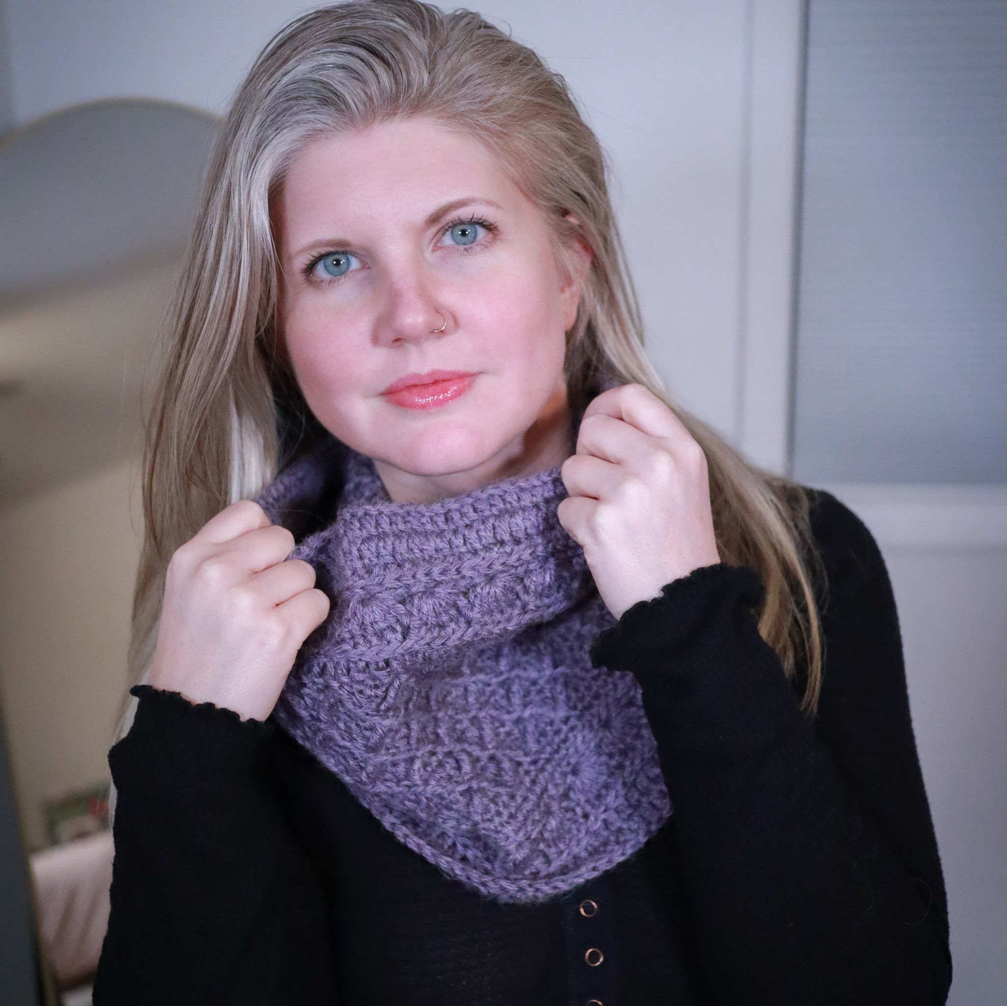 Purple Bonny Lass Crocheted Cowl