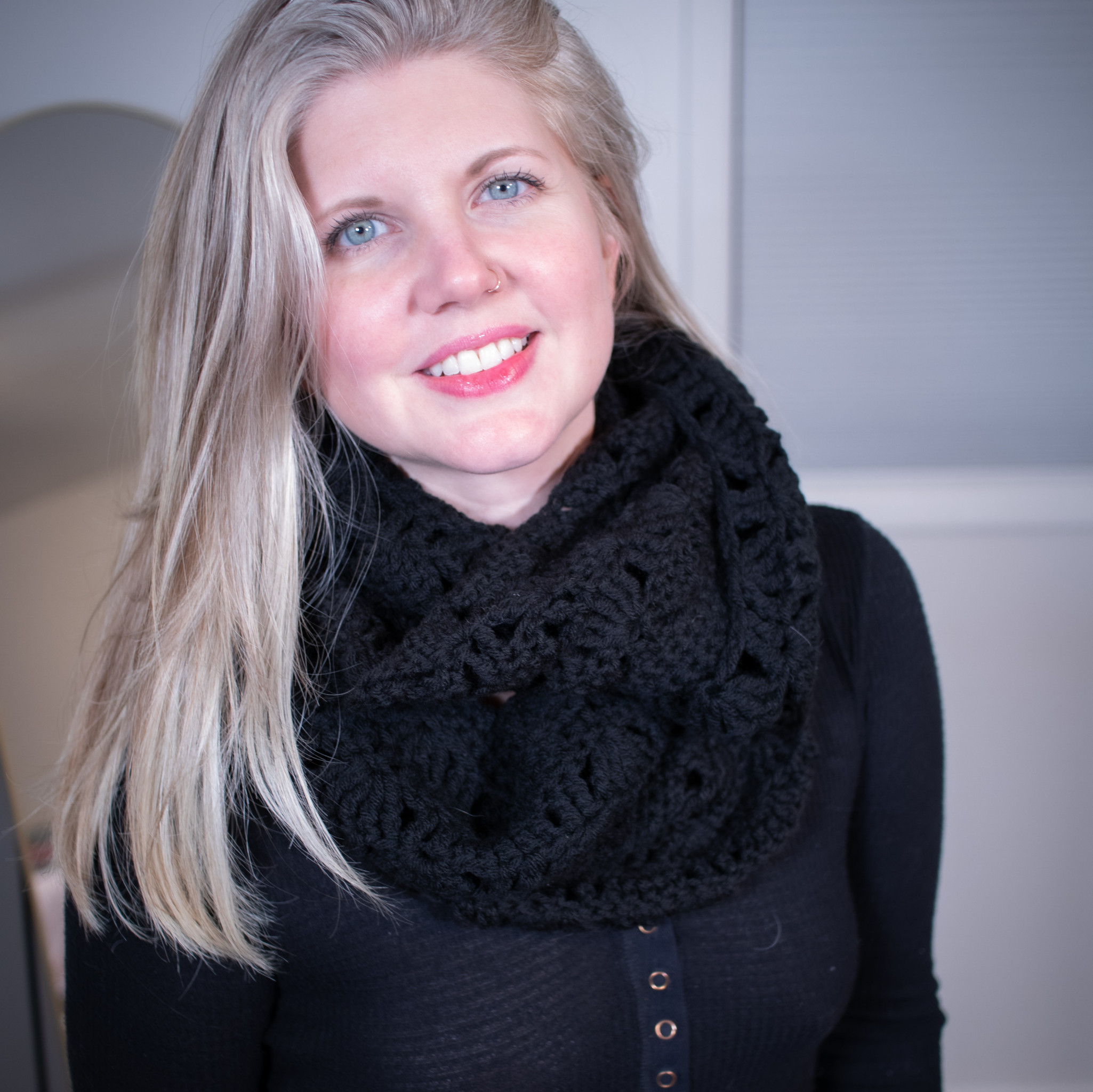 Black Outlander Crocheted Infinity Scarf