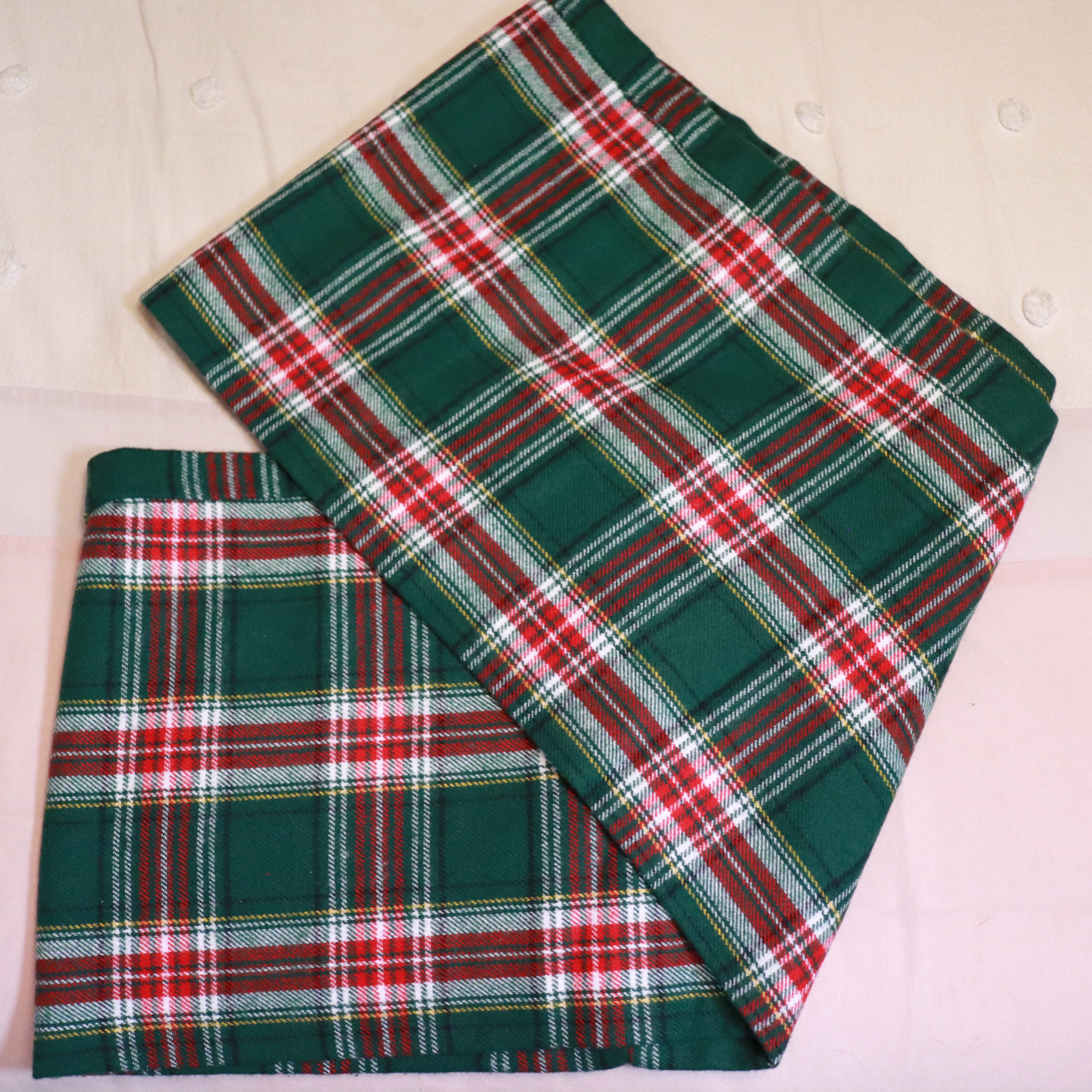 Green and Red Plaid Infinity Scarf
