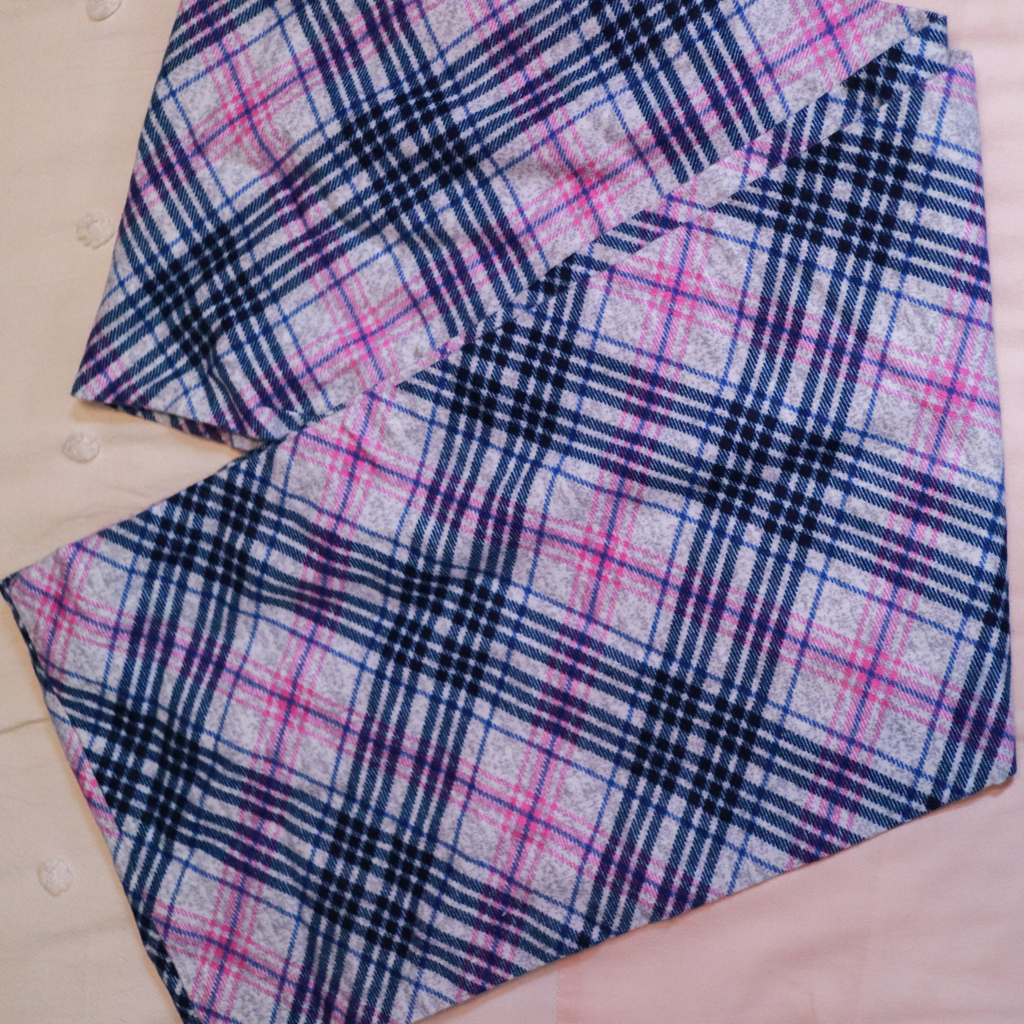 Purple Blue and Gray Plaid Infinity Scarf