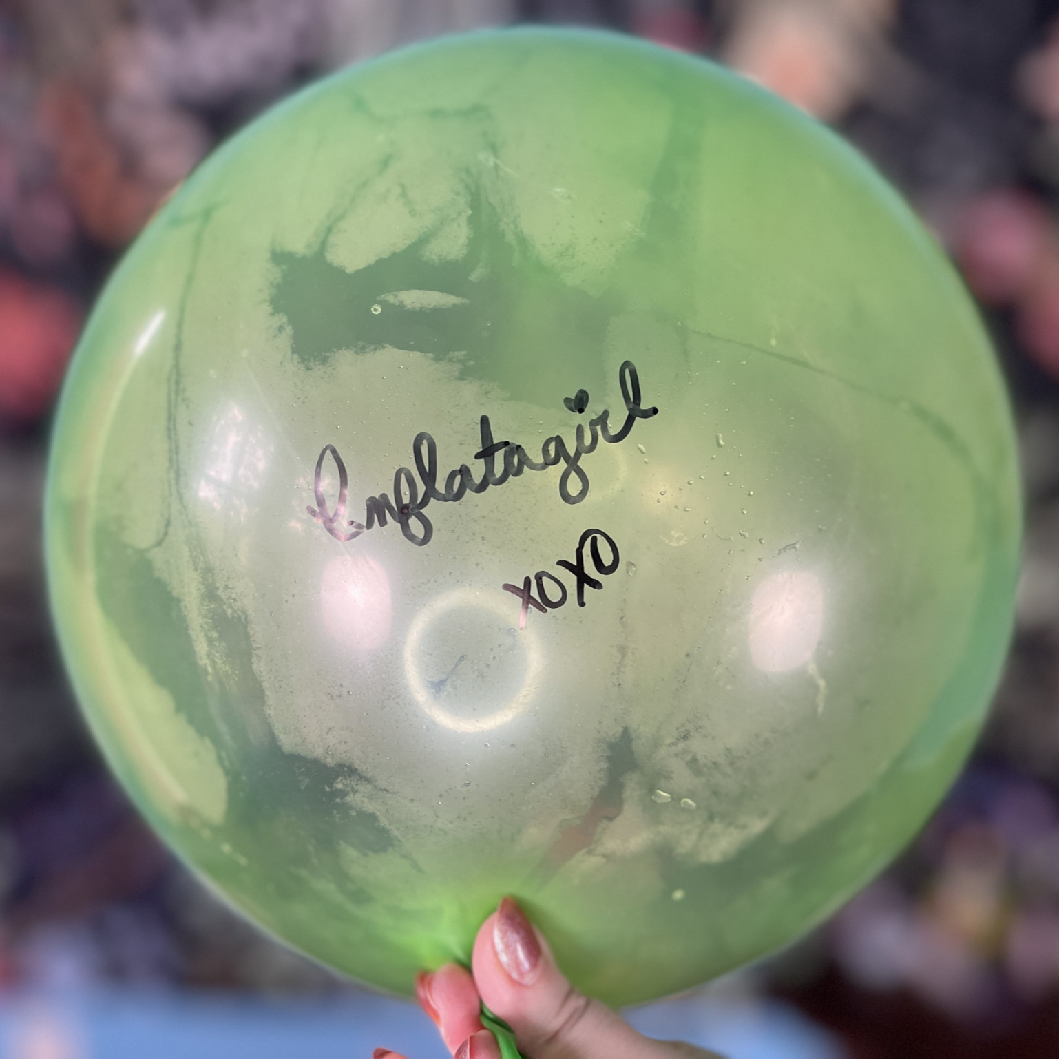 Used Spit In and Signed Green Soap Crystal Balloon