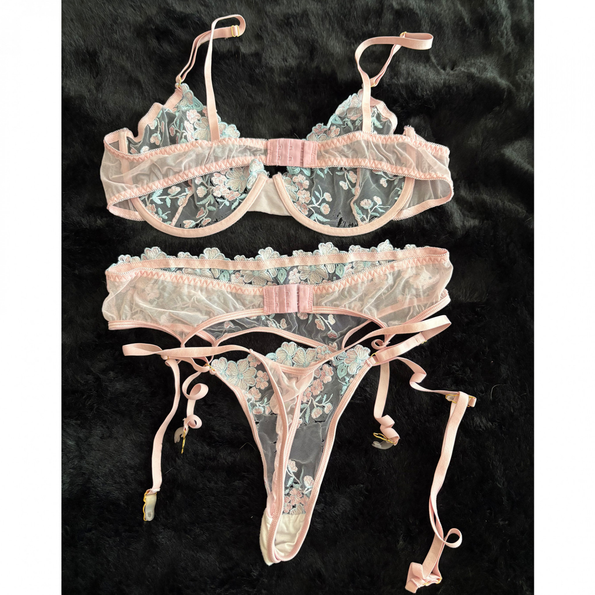 Light Pink and Light Blue Lingerie Set