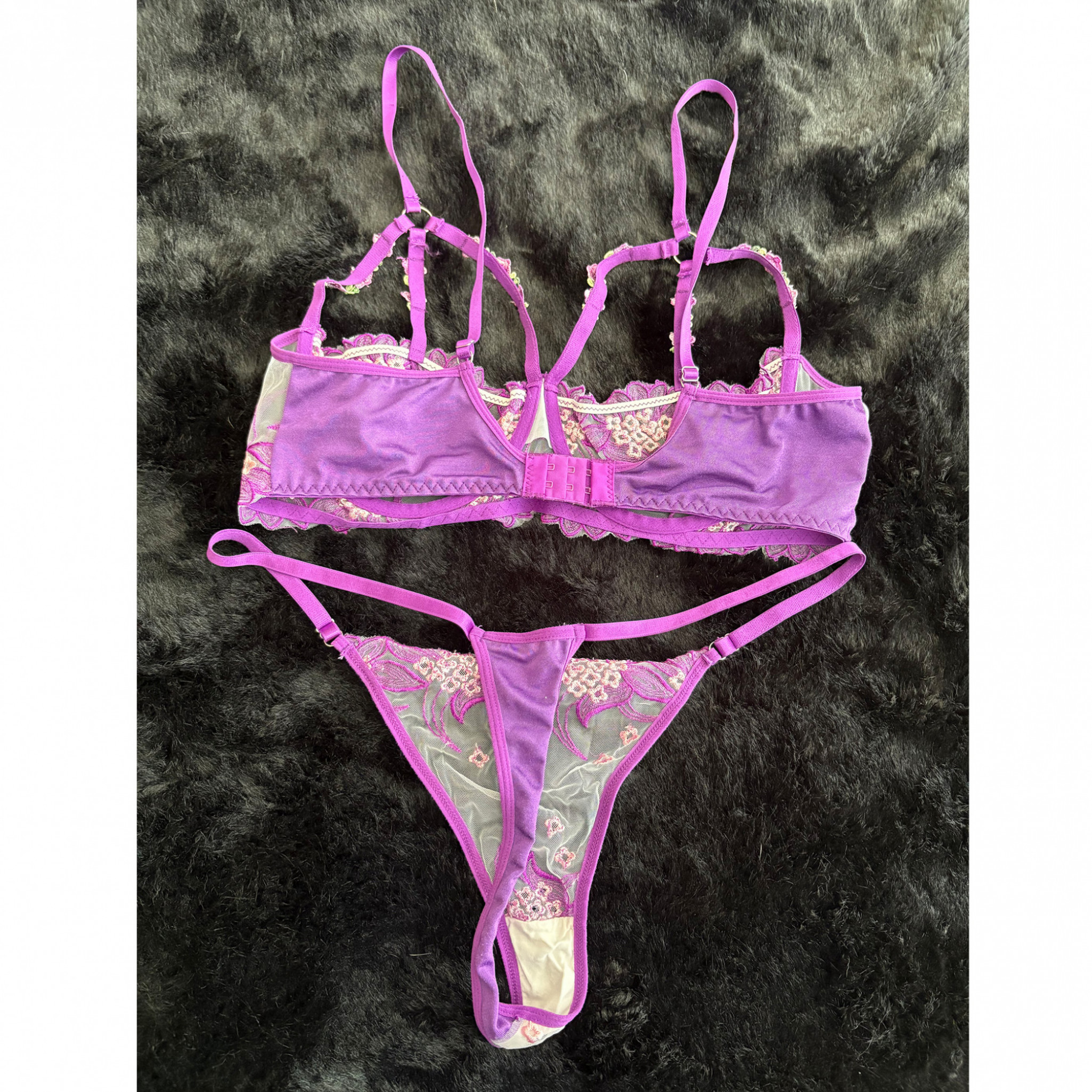 Purple Floral Bra and Panty Set