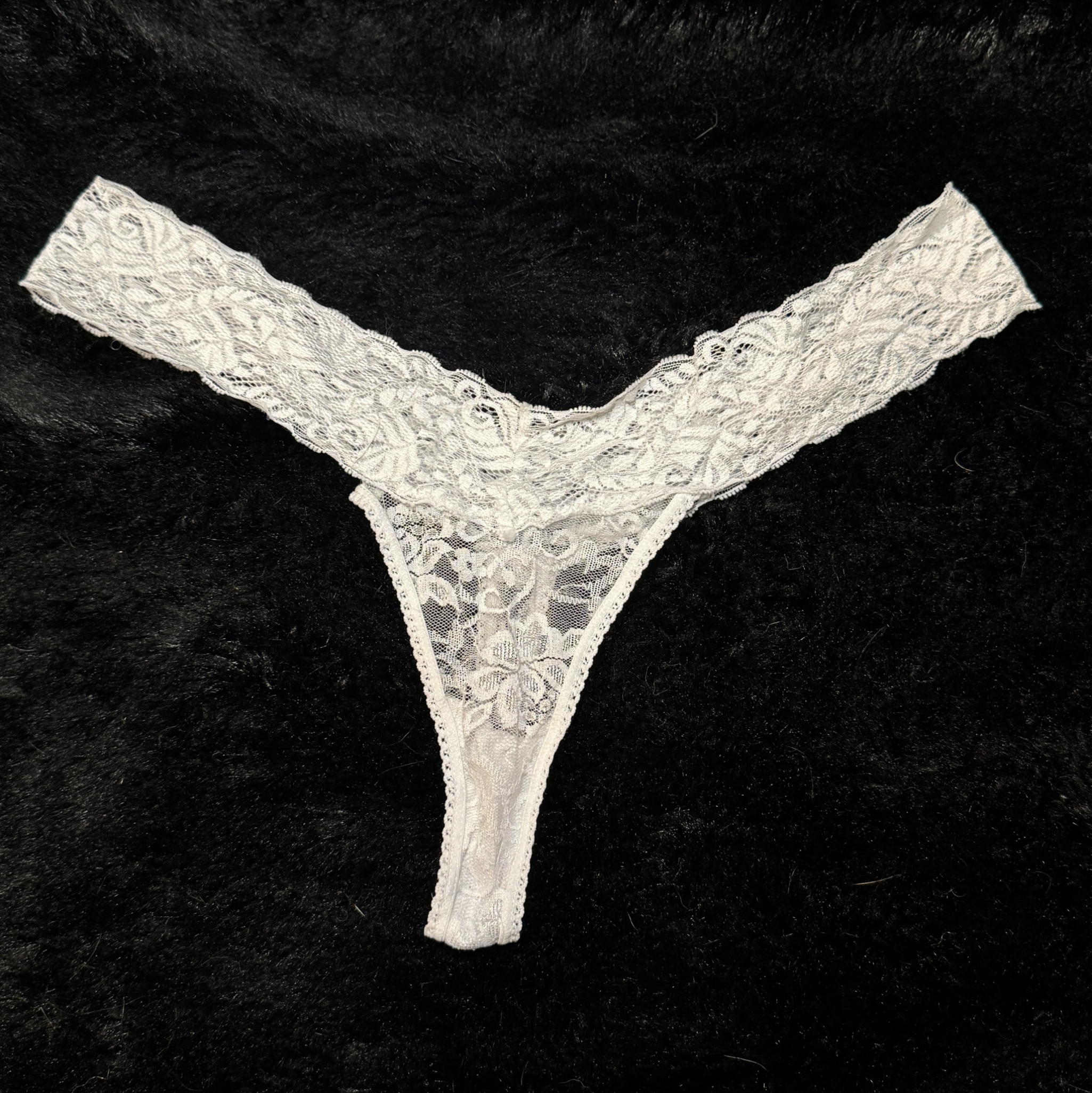 Lacy White Thong