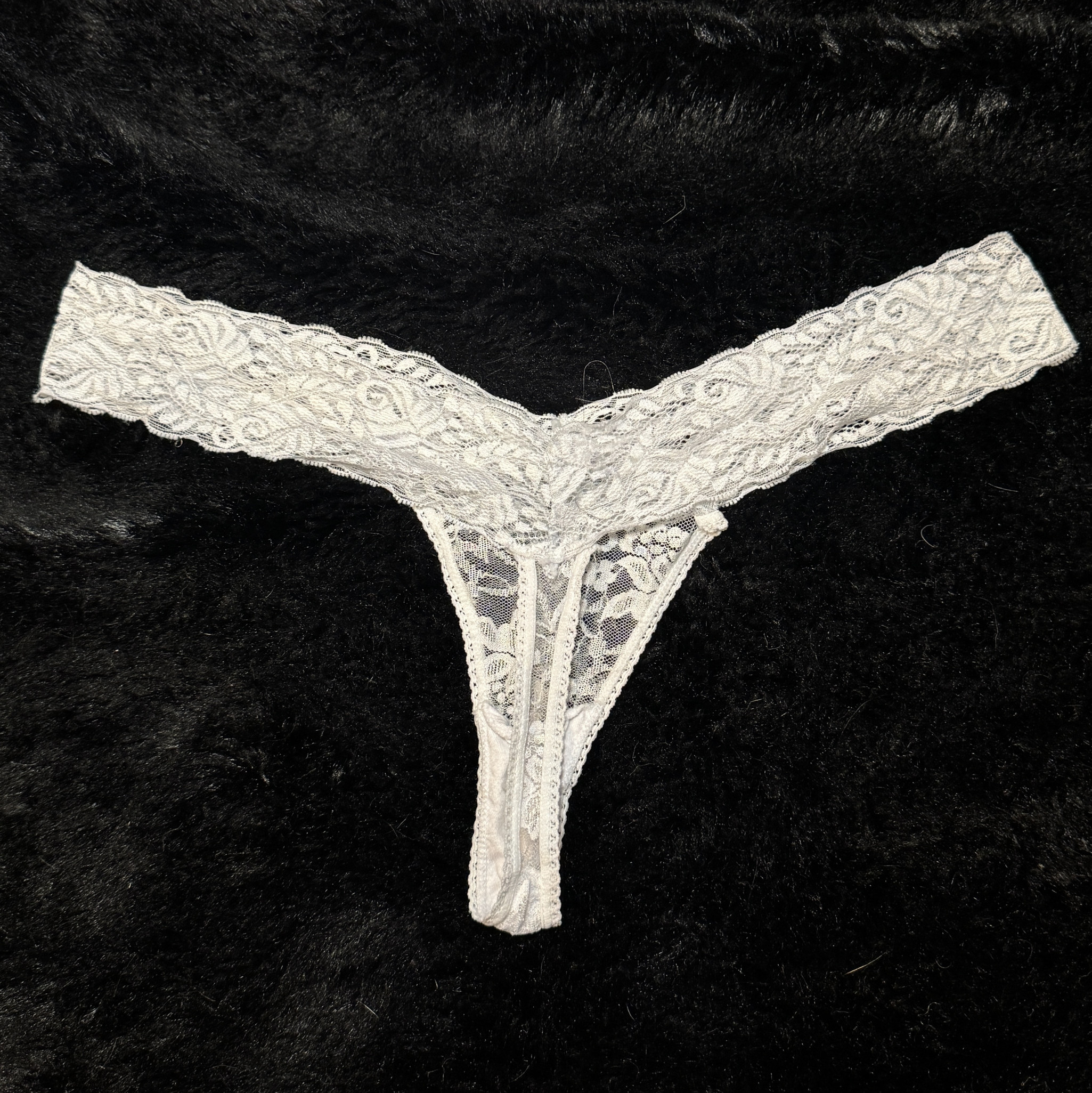 Lacy White Thong