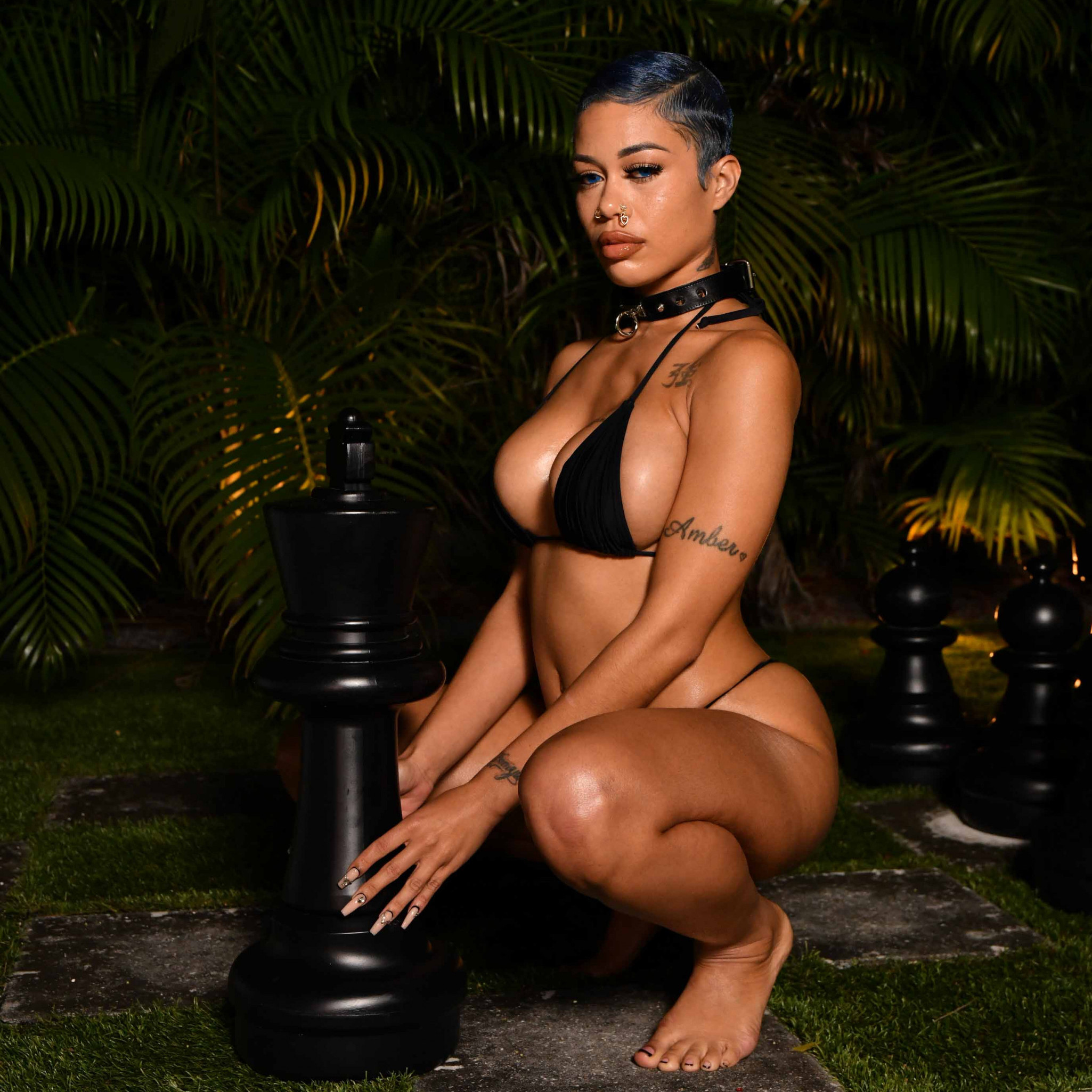 Midnight Chess Garden Glam  SFW Bikini Tease