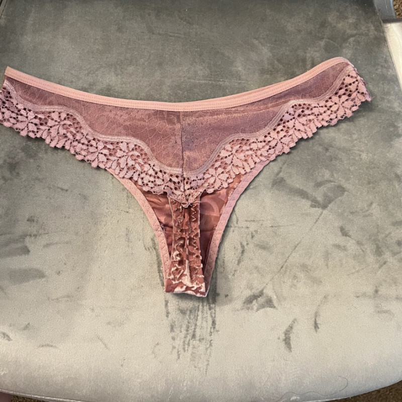 Violet Suede Thong Worn one day
