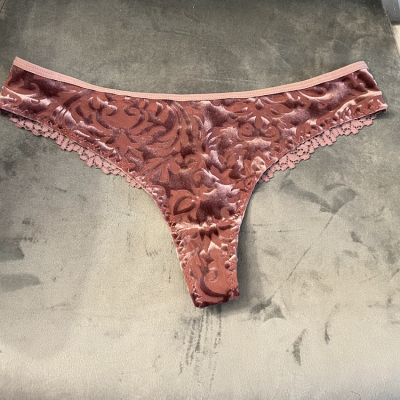 Violet Suede Thong Worn one day