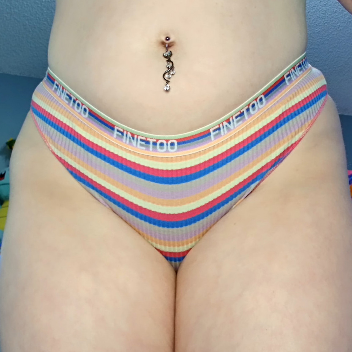 Dark Blue And Hot Pink Striped Cotton Panties