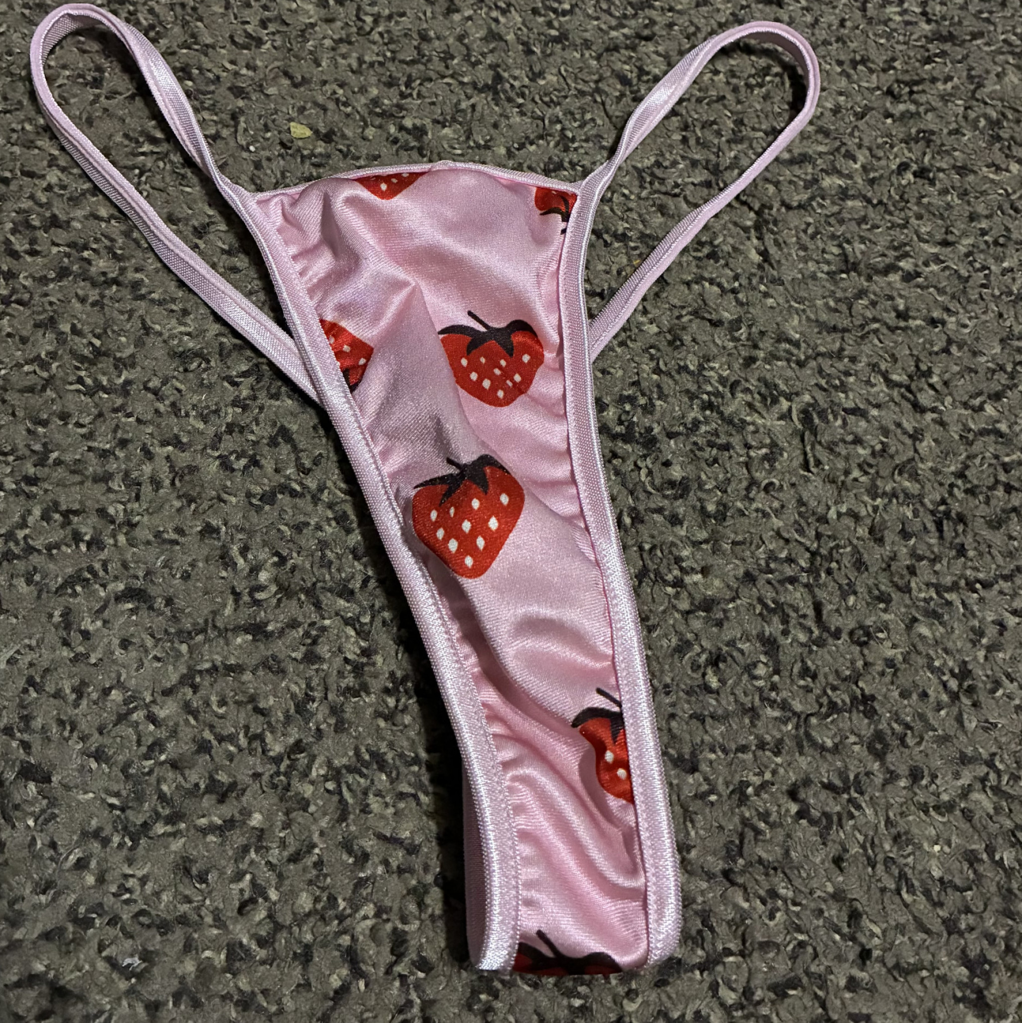 Silky pink strawberry thong