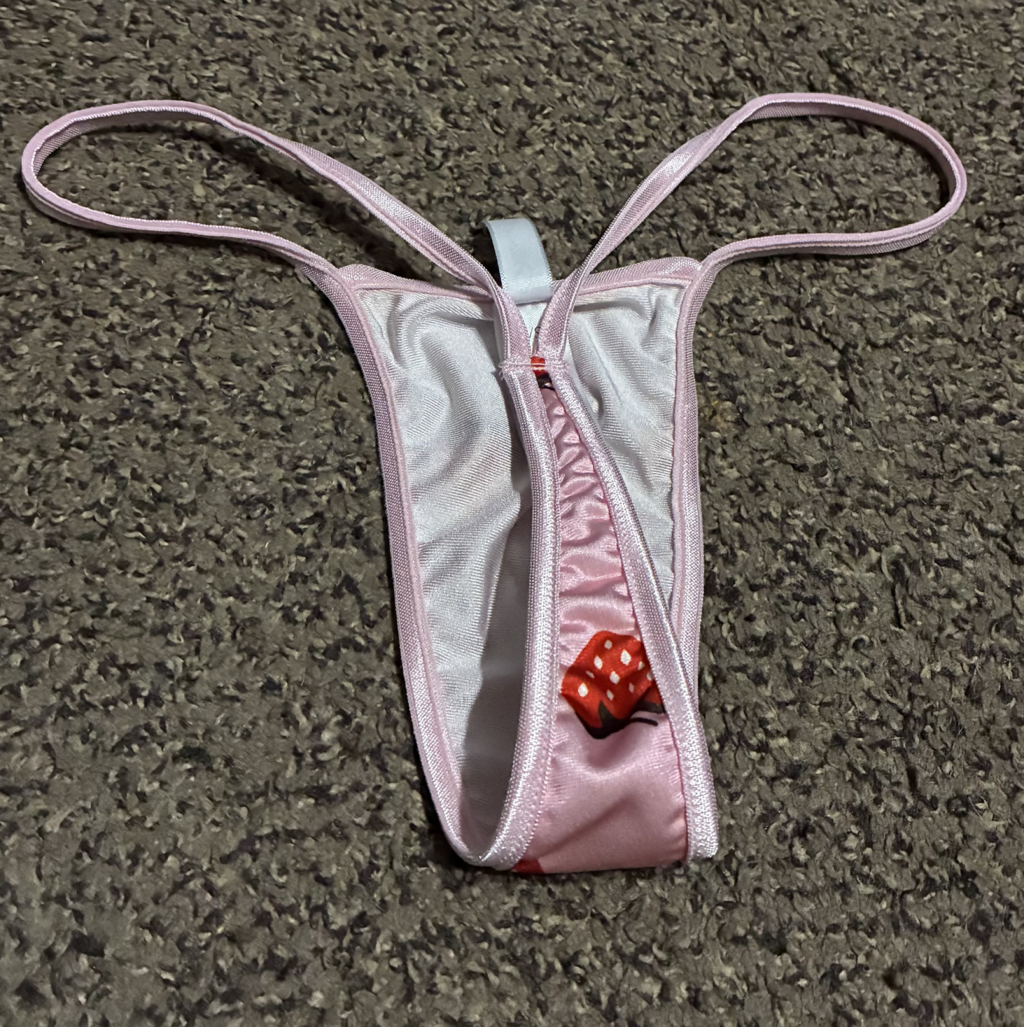 Silky pink strawberry thong