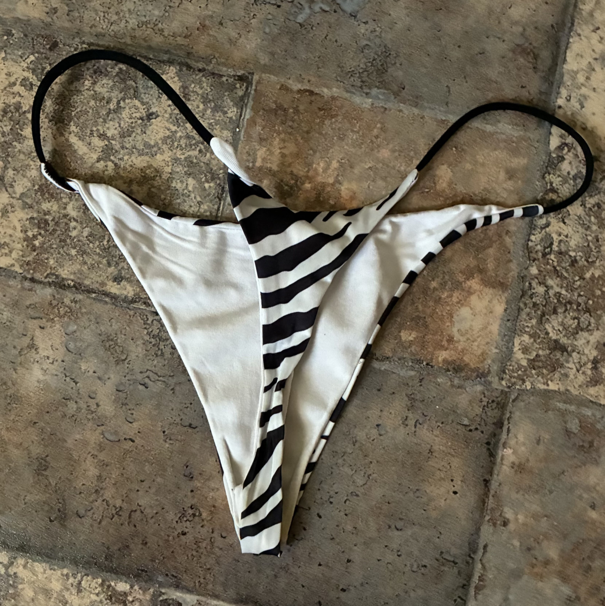 Silky zebra print thong