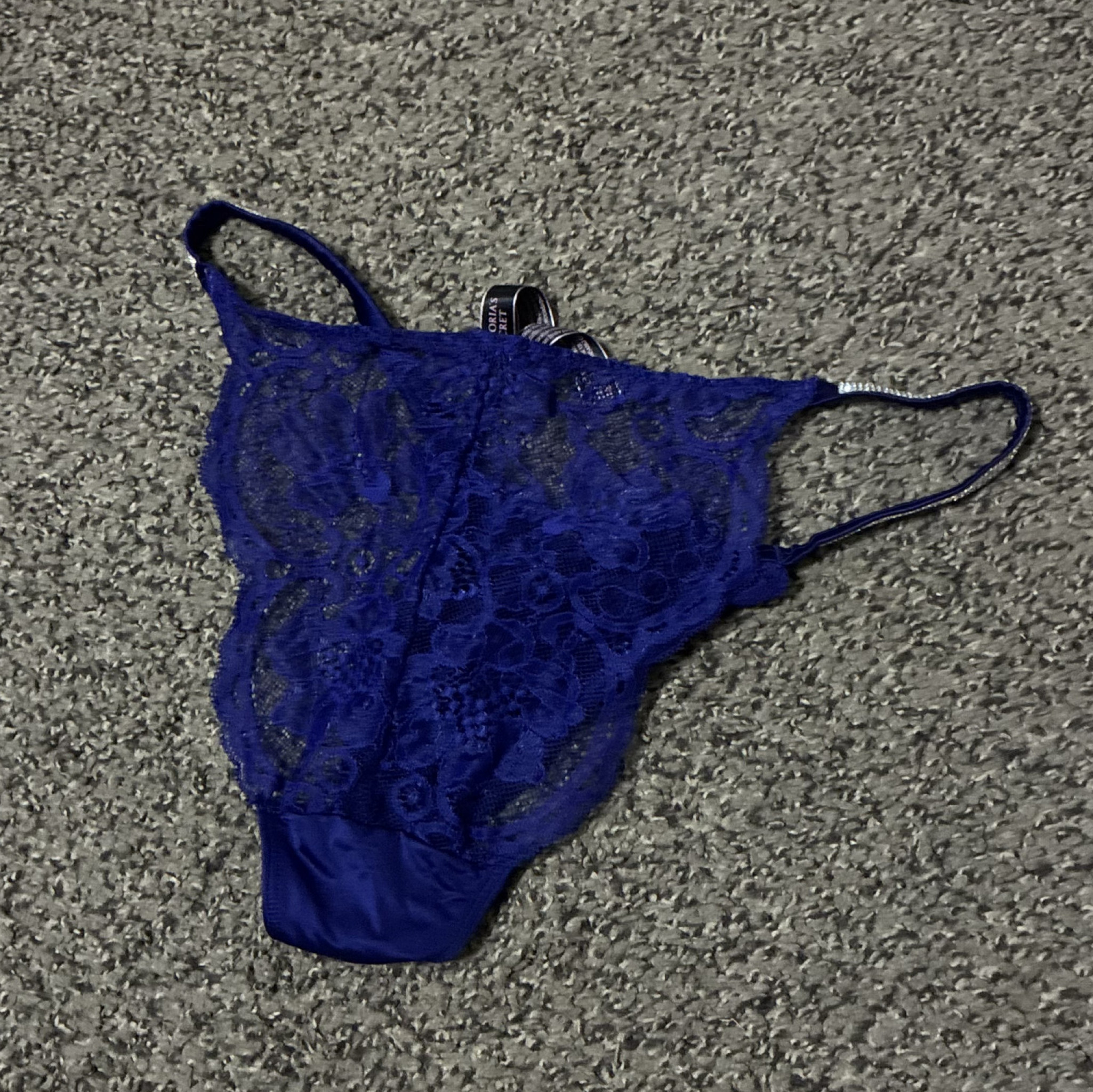 Navy blue panties with lace and gems
