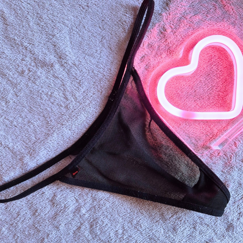 Tiny Black Mesh G String Thong