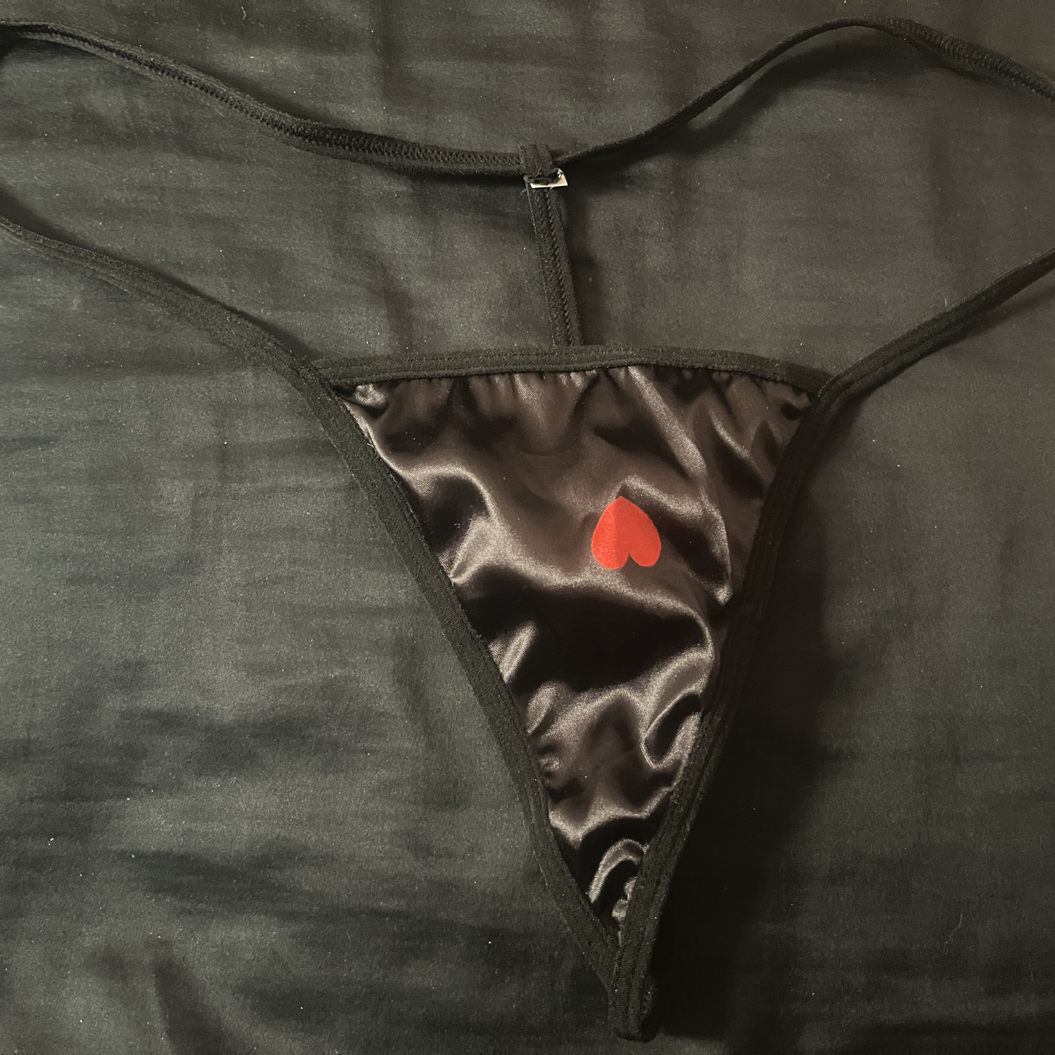 Black Love Heart Gstring Panties