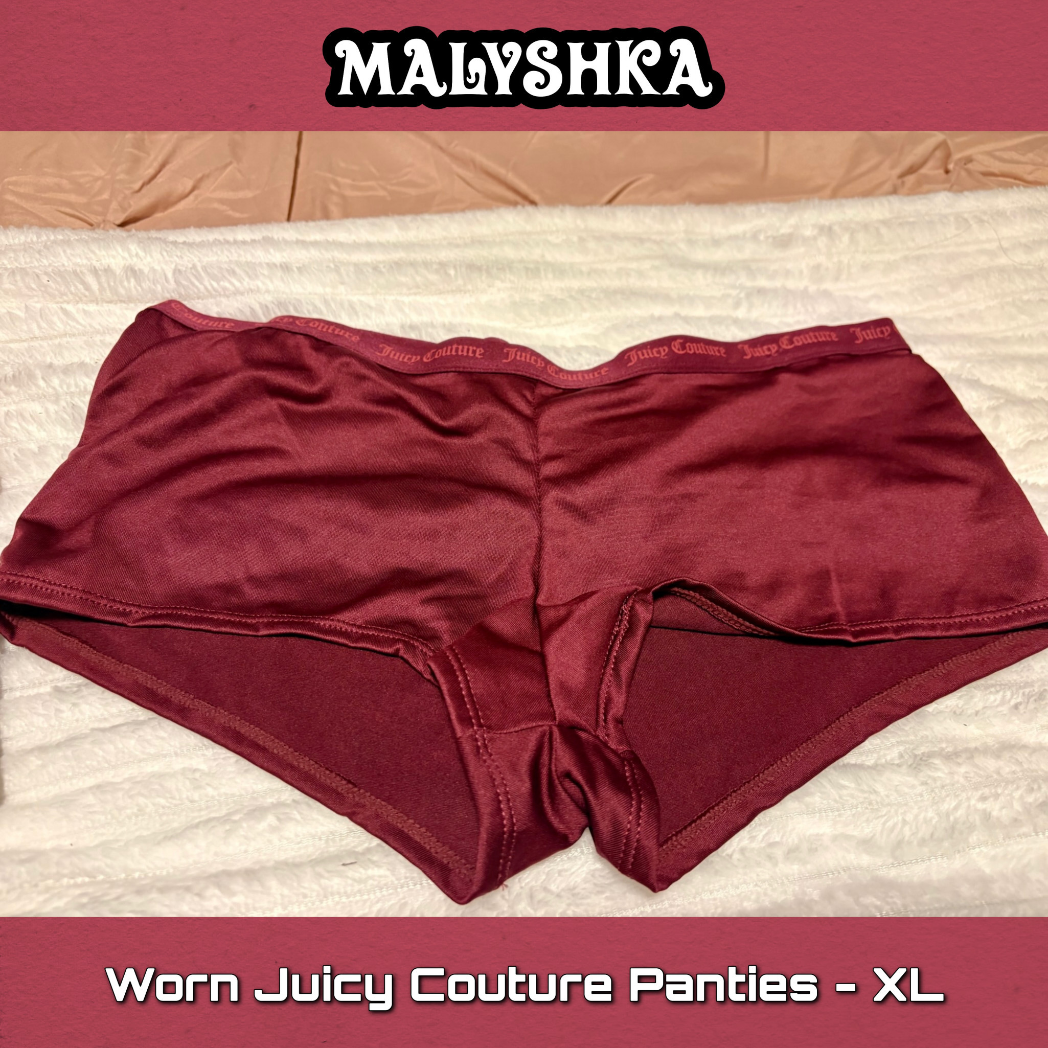 WORN XL PANTIES : Burgundy Juicy Couture Panties