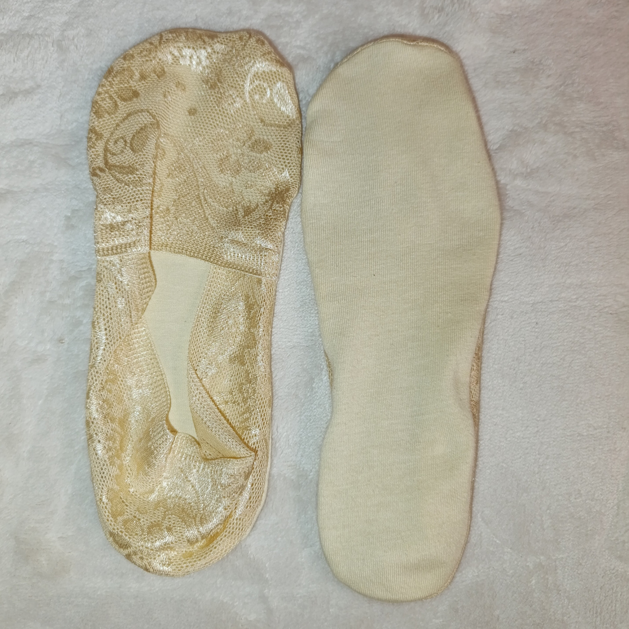 Worn Beige Lace Socks