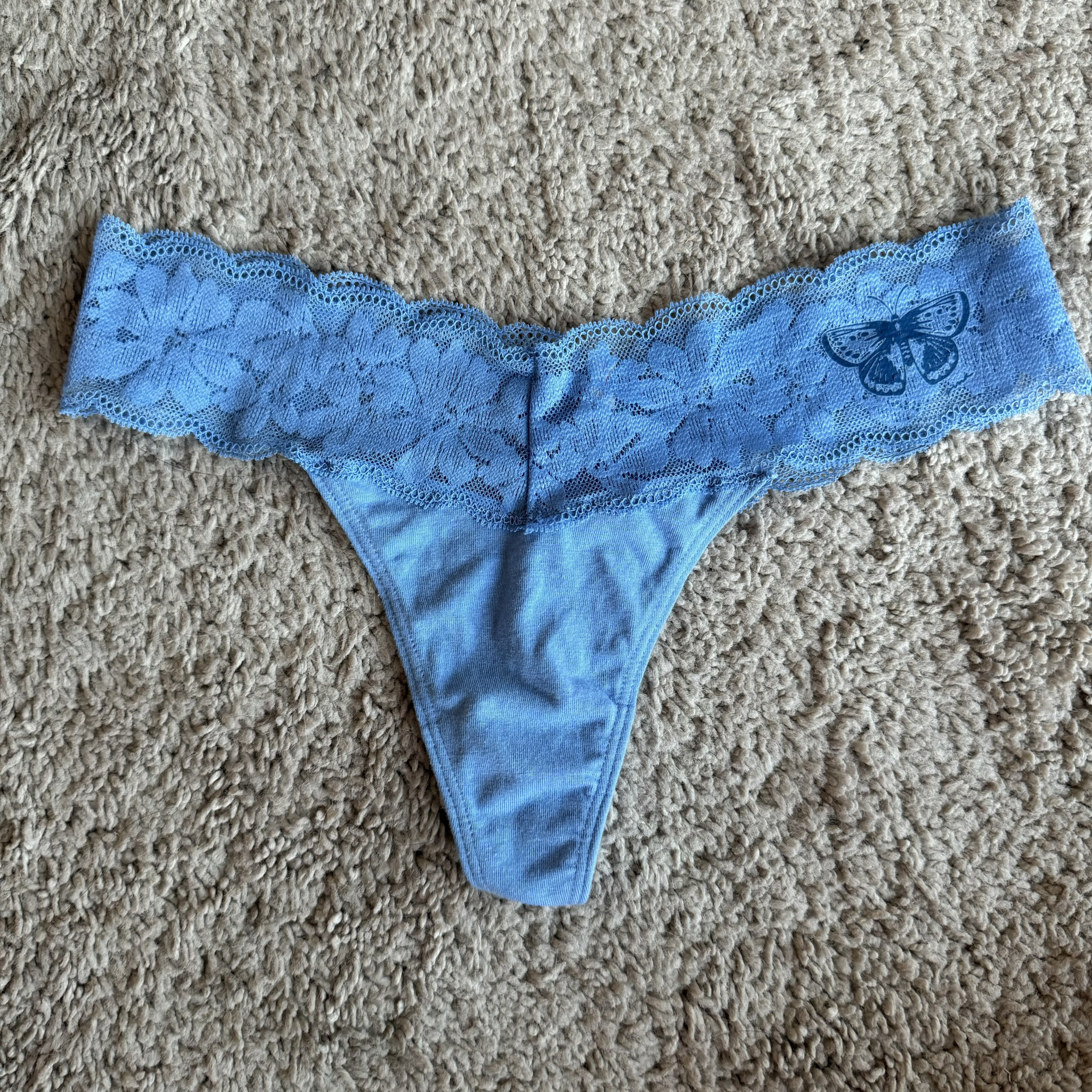 Periwinkle Butterfly Detail Lace Top Thong