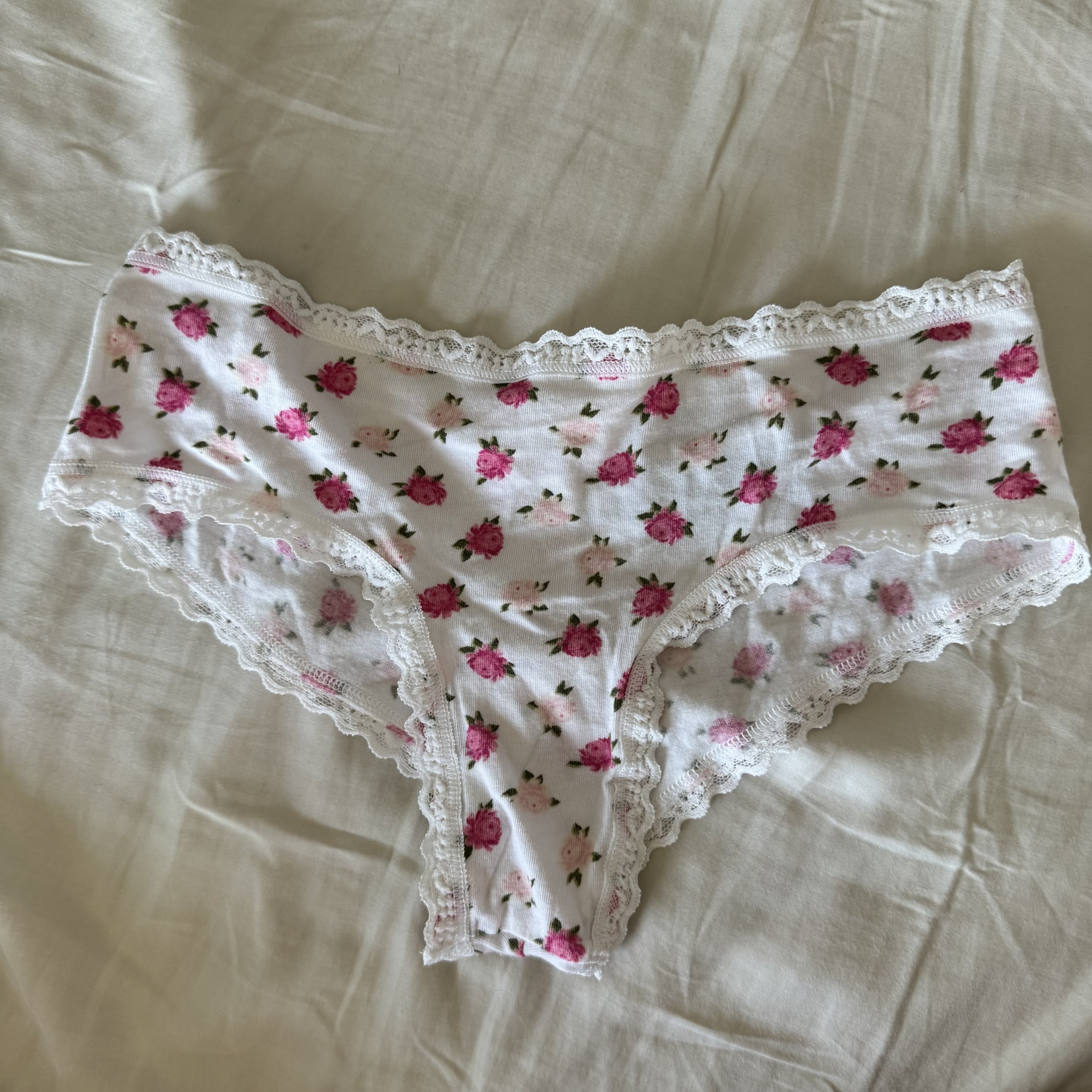 White With Flower Print Cheeky