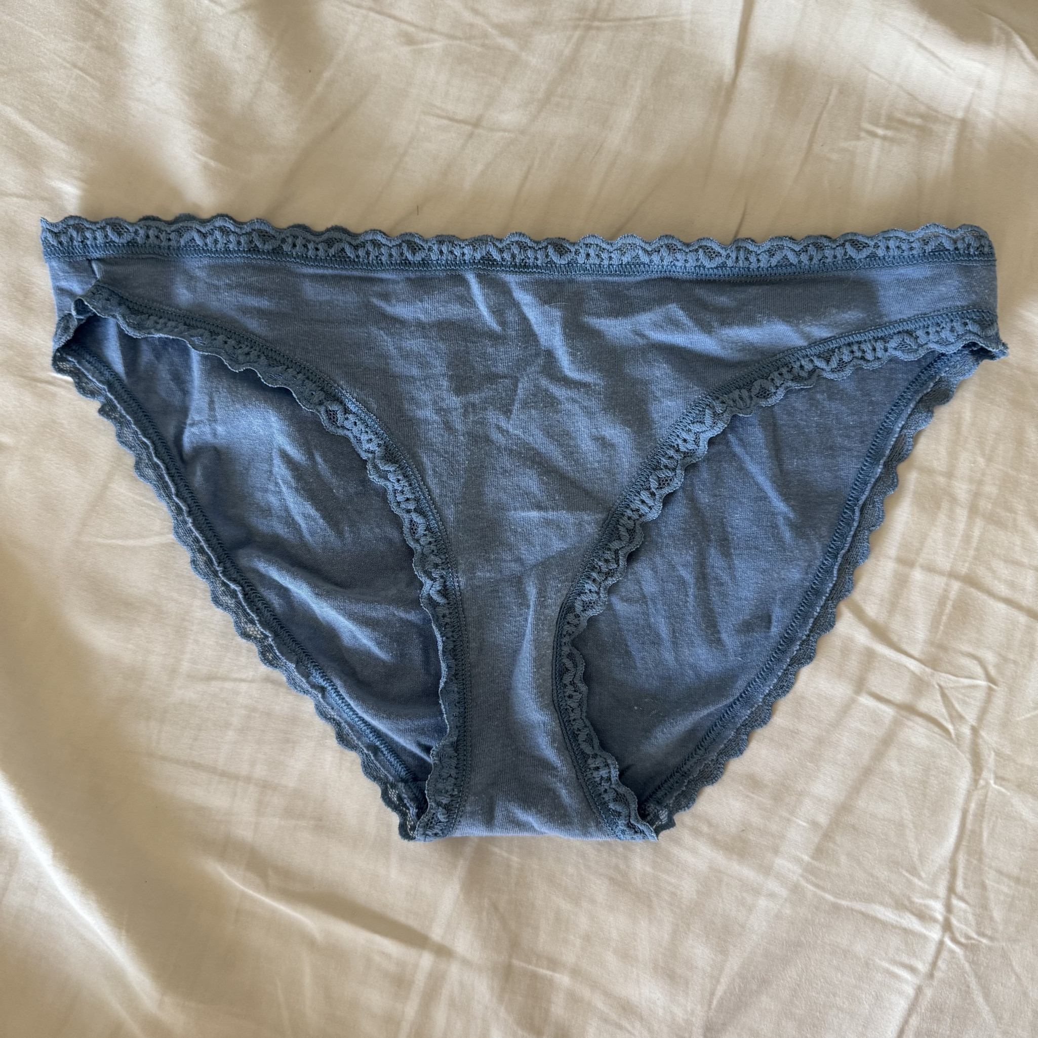 Blue Lace Trim Bikini Panty