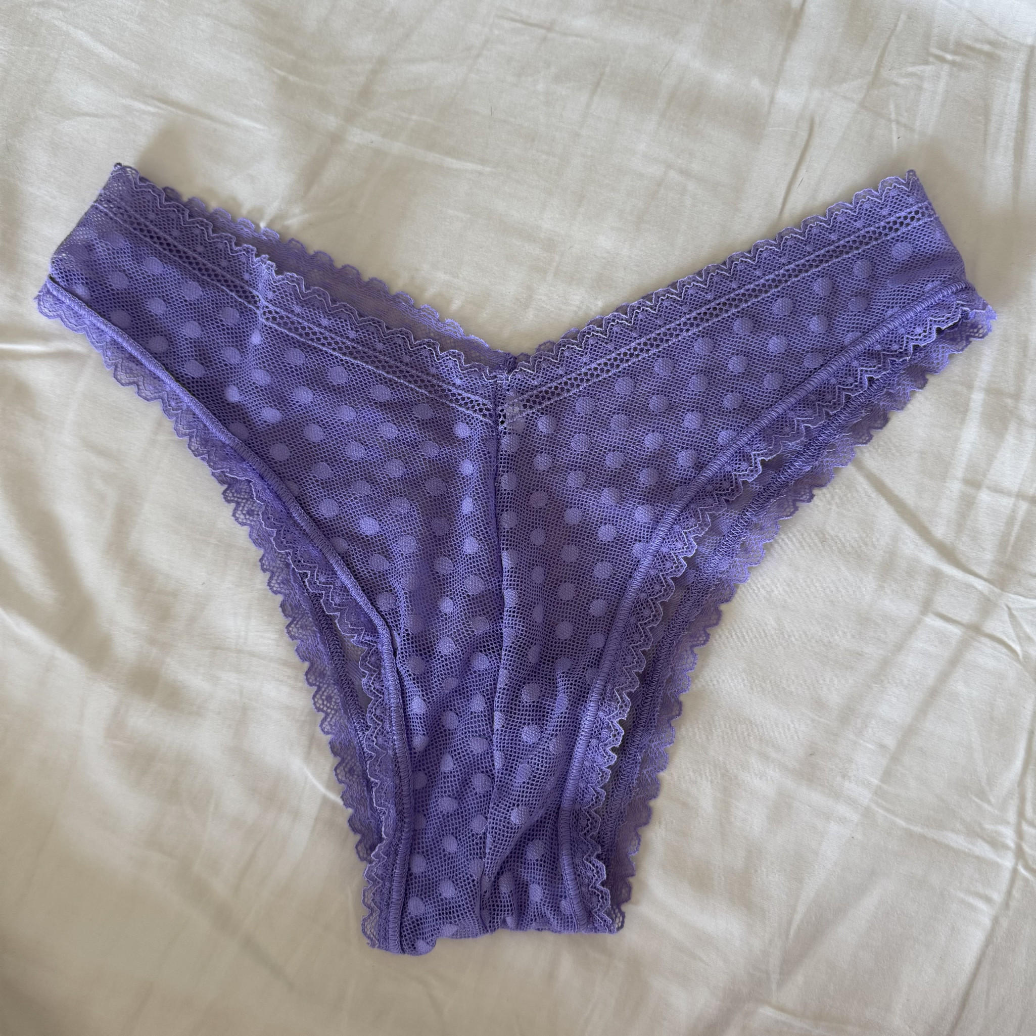 Light Purple Polka Dotted Mesh Cheeky