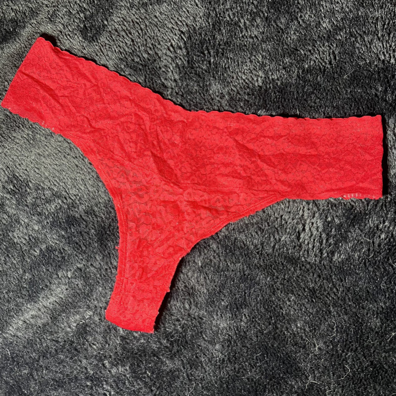 Red lace thong panties