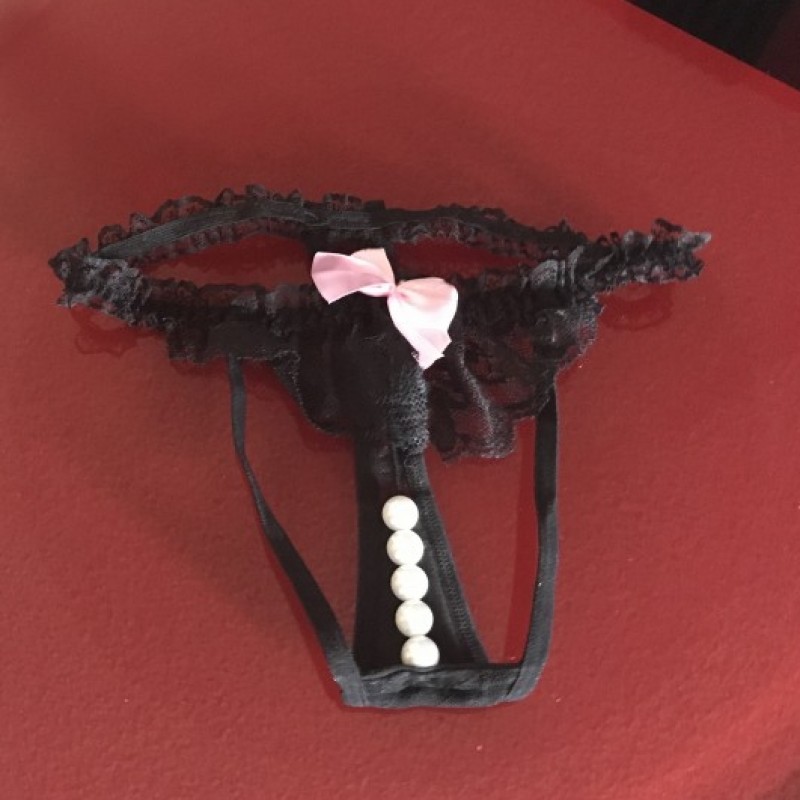 Crotchless thong panties