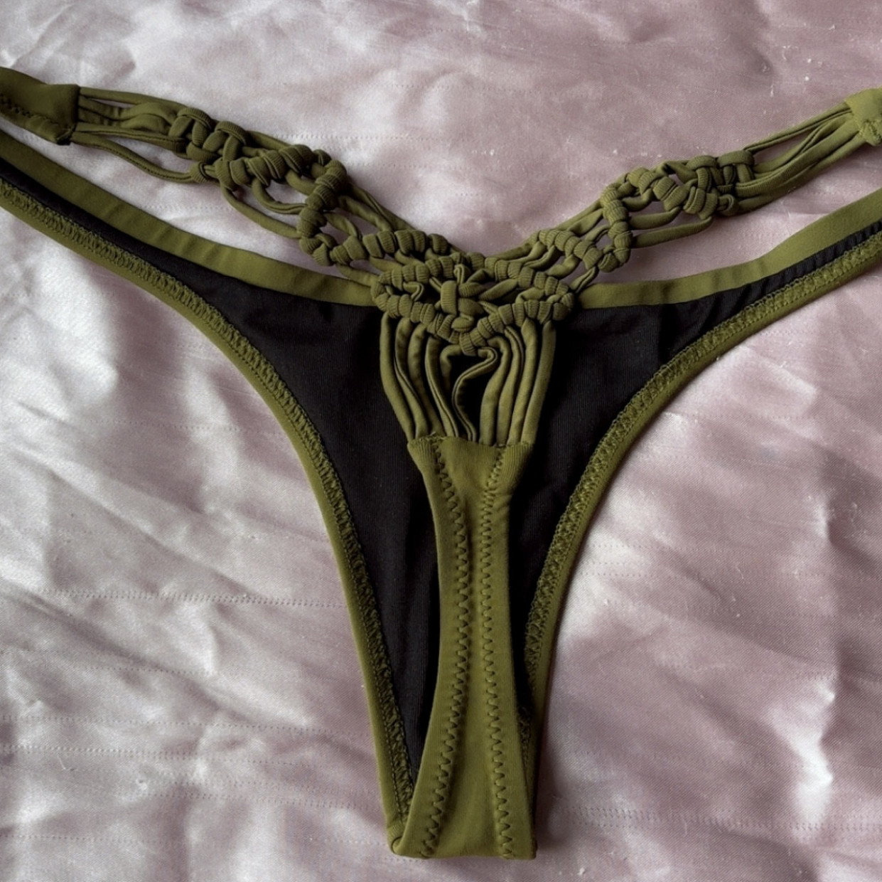 Olive Green Thongs Used Panties