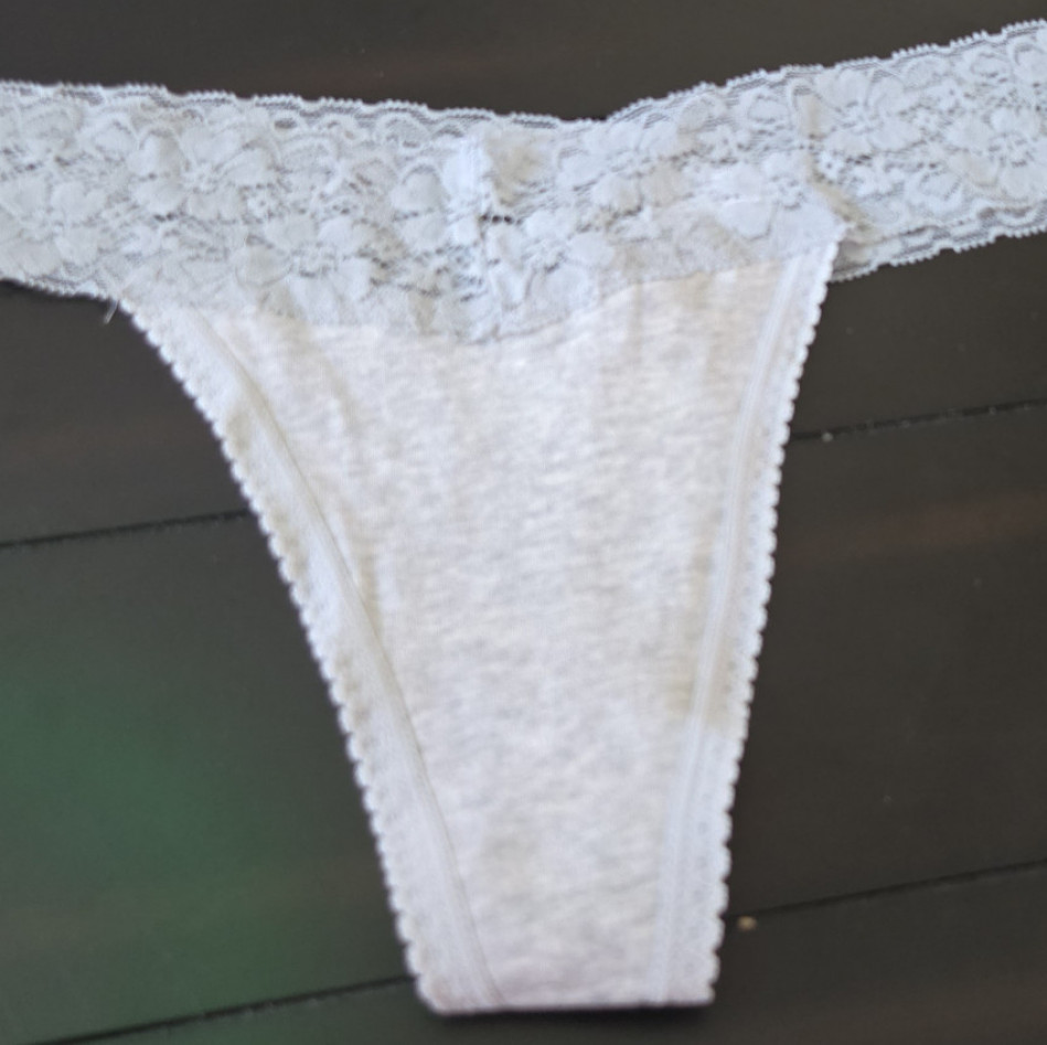 Gray Lace Thong Riding Up Kittens Cracks