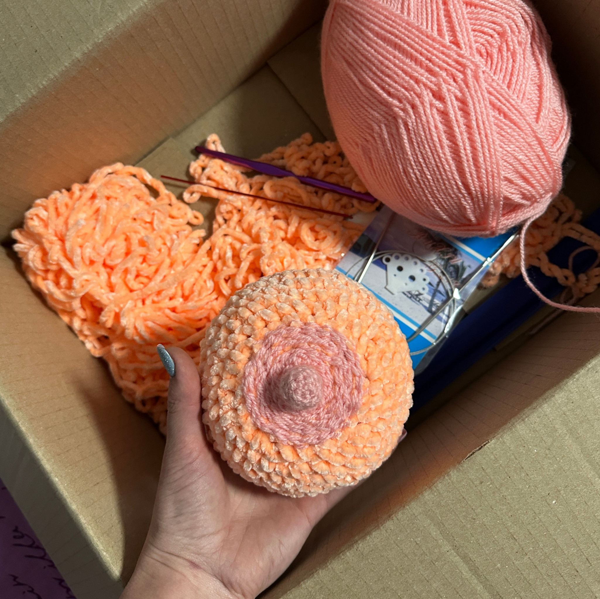 Anti Stress Boob Crochet Toy