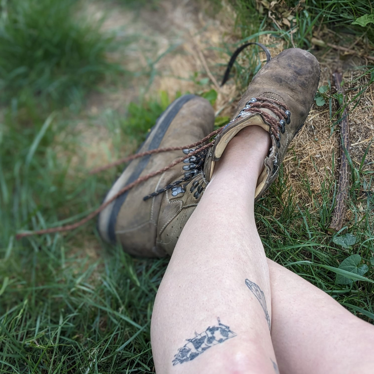 Heavily worn brown leather orthopaedic shoes