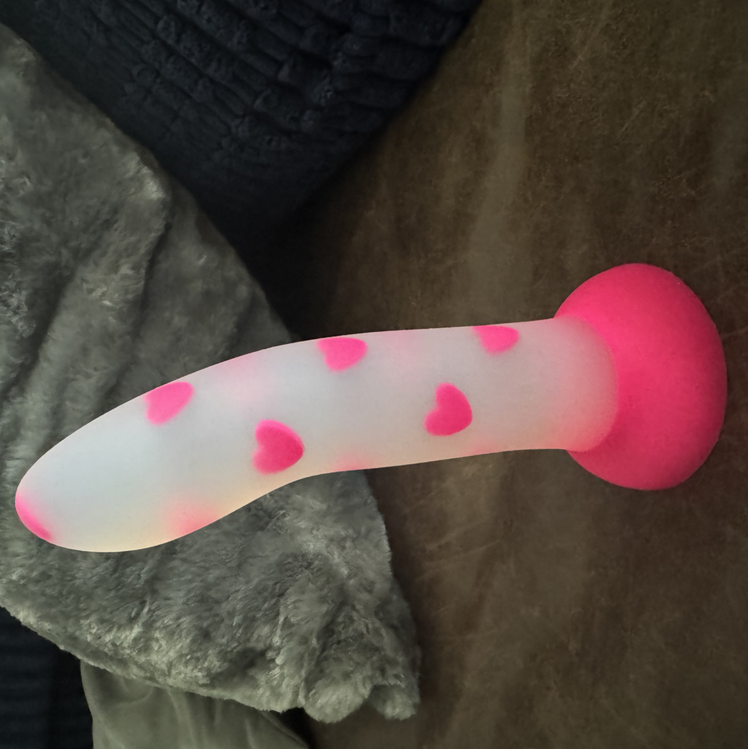 7inch Pink and Clear Heart Dildo
